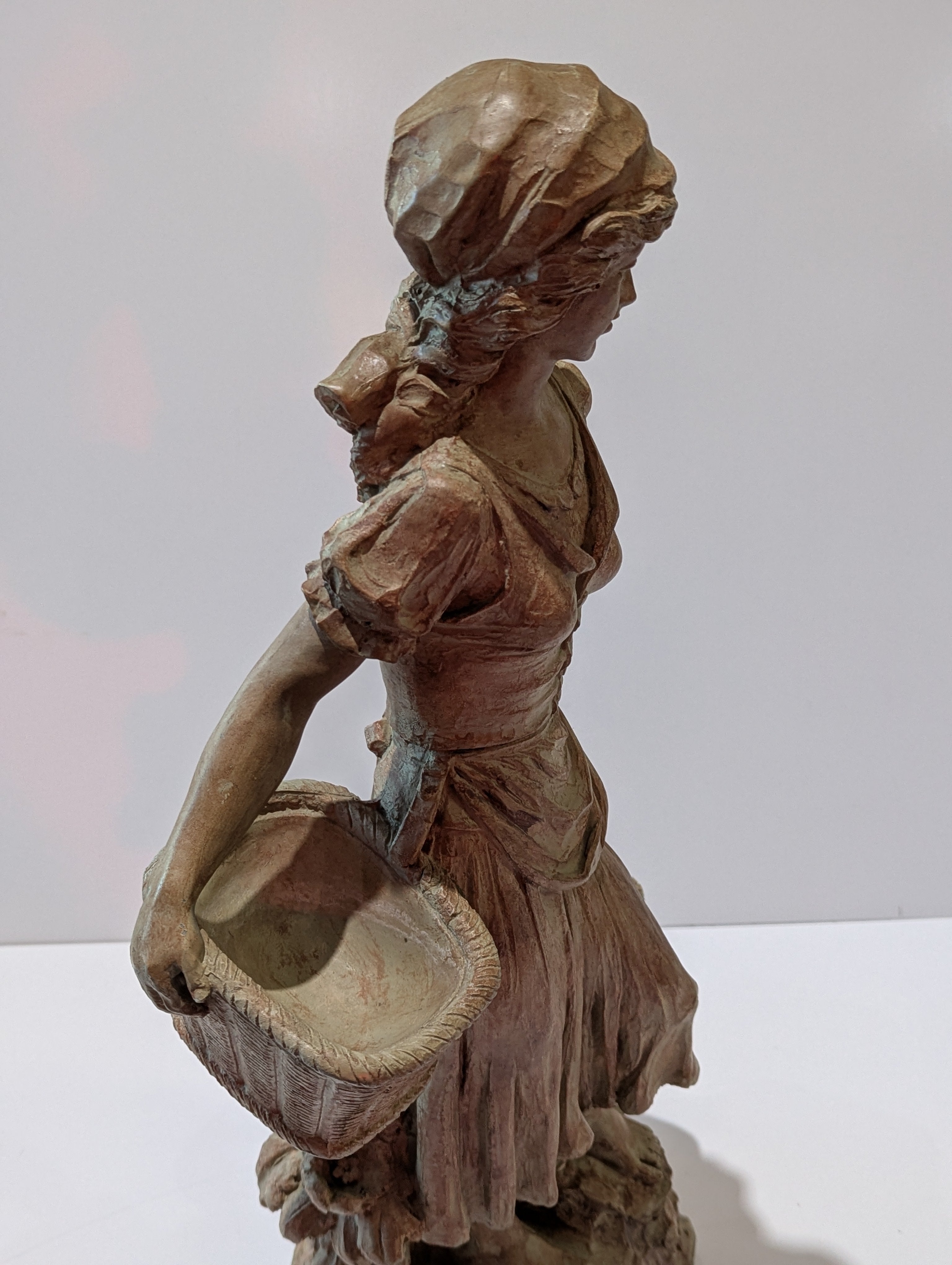 22" Home Interiors Homco Woman With Baskets Garden Figurine Floor Statue Decor
