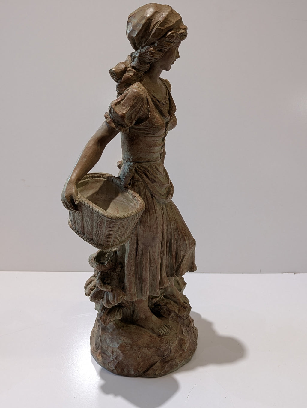 22" Home Interiors Homco Woman With Baskets Garden Figurine Floor Statue Decor