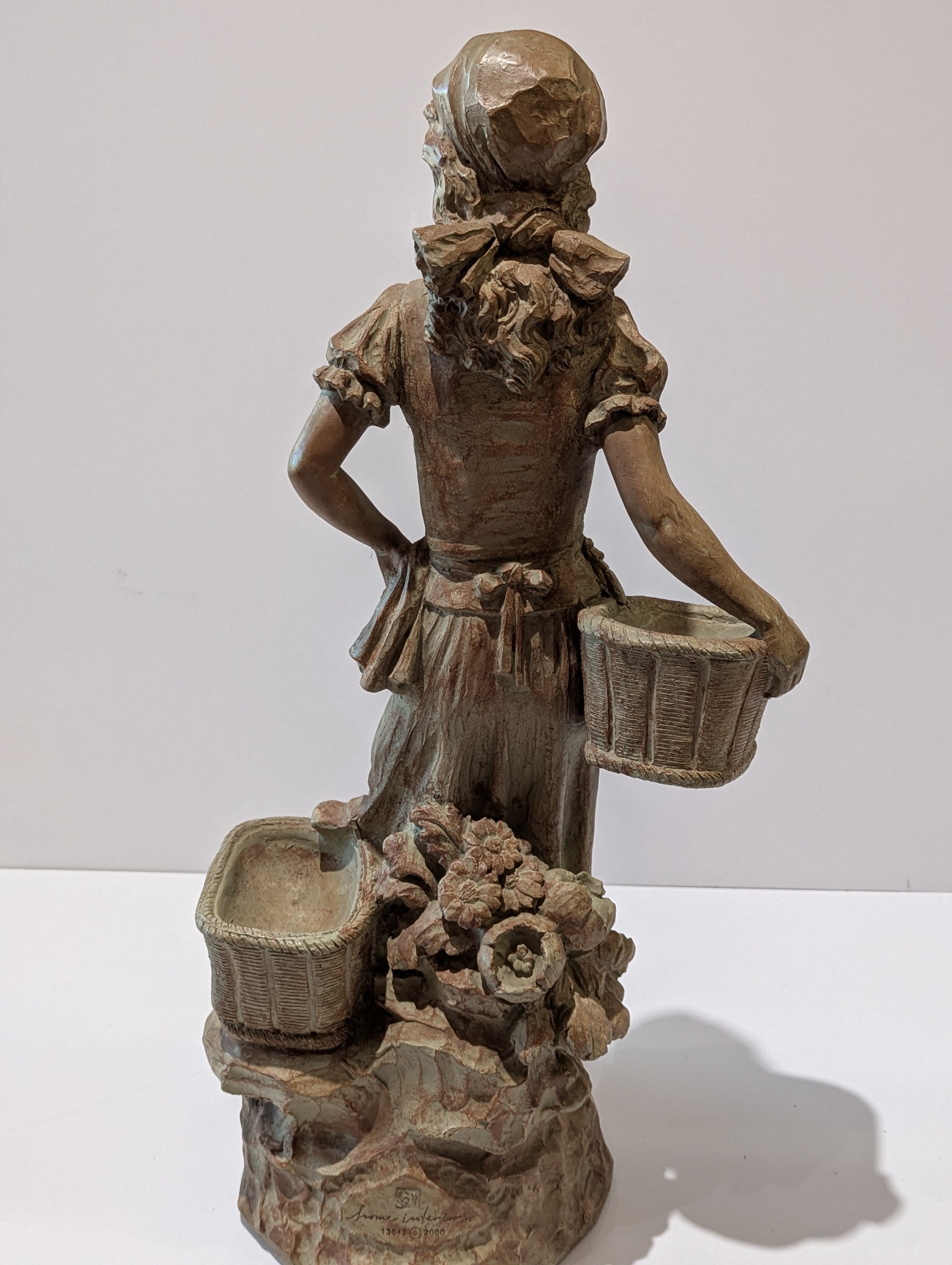 22" Home Interiors Homco Woman With Baskets Garden Figurine Floor Statue Decor