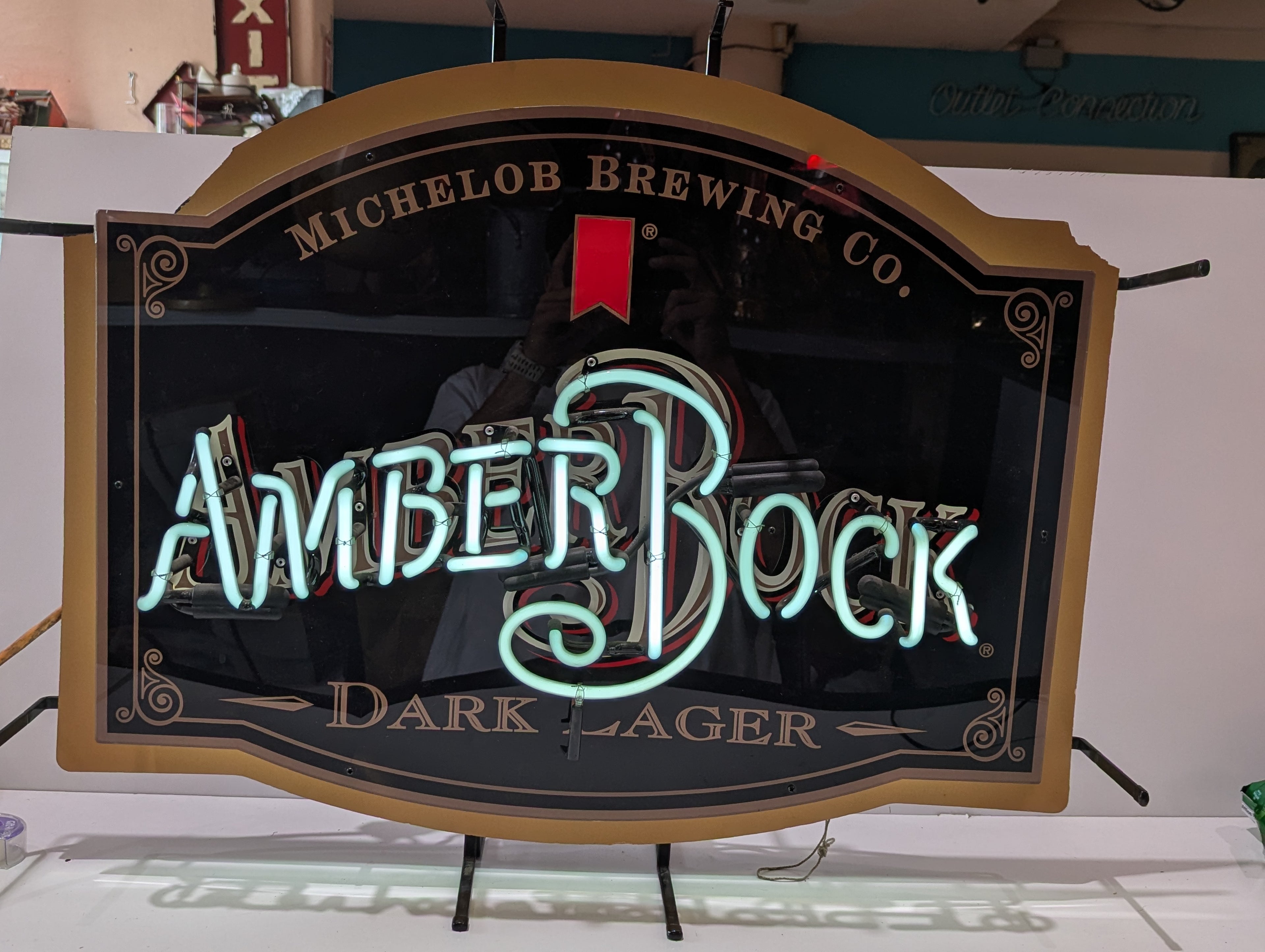 Vintage Michelob Amber Bock Dark Lager Neon Beer Bar Advertising Sign Wall Decor