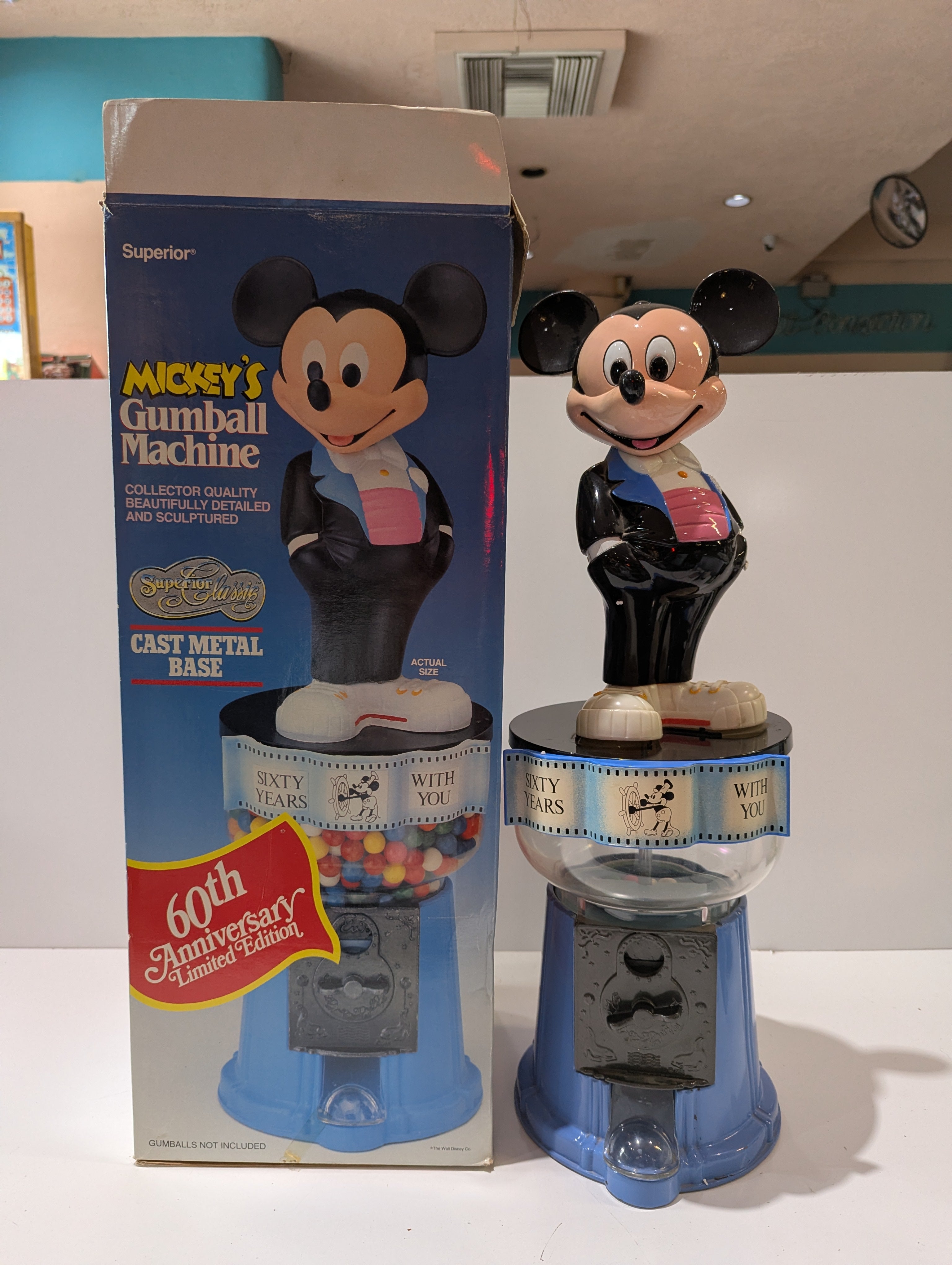 Vintage Disney Mickey Mouse 60th Anniversary Limited Edition Gumball Machine Box