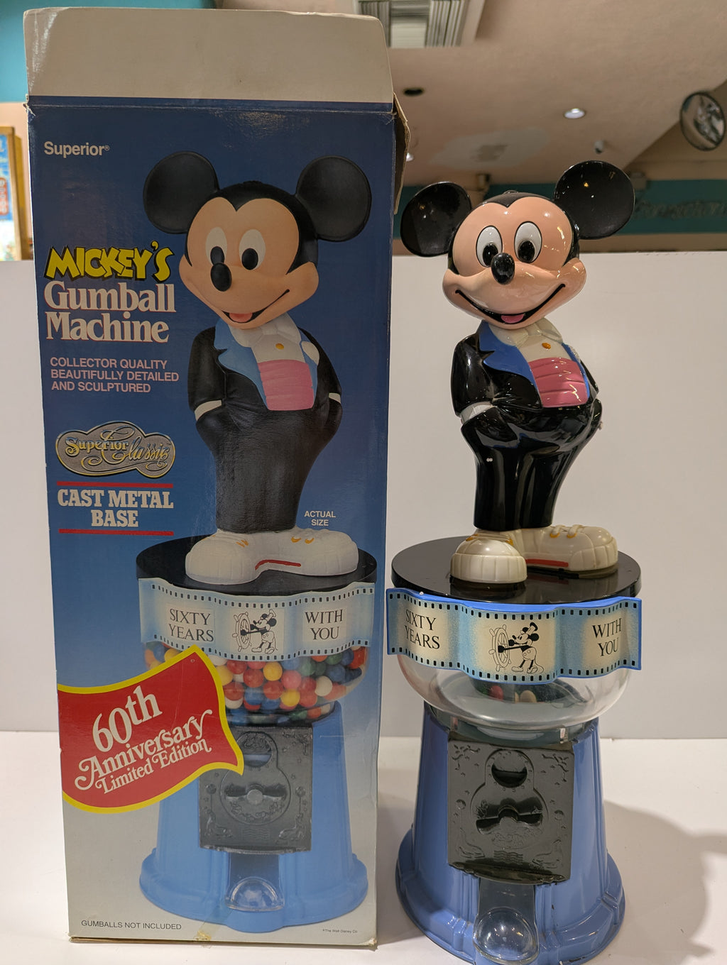 Vintage Disney Mickey Mouse 60th Anniversary Limited Edition Gumball Machine Box