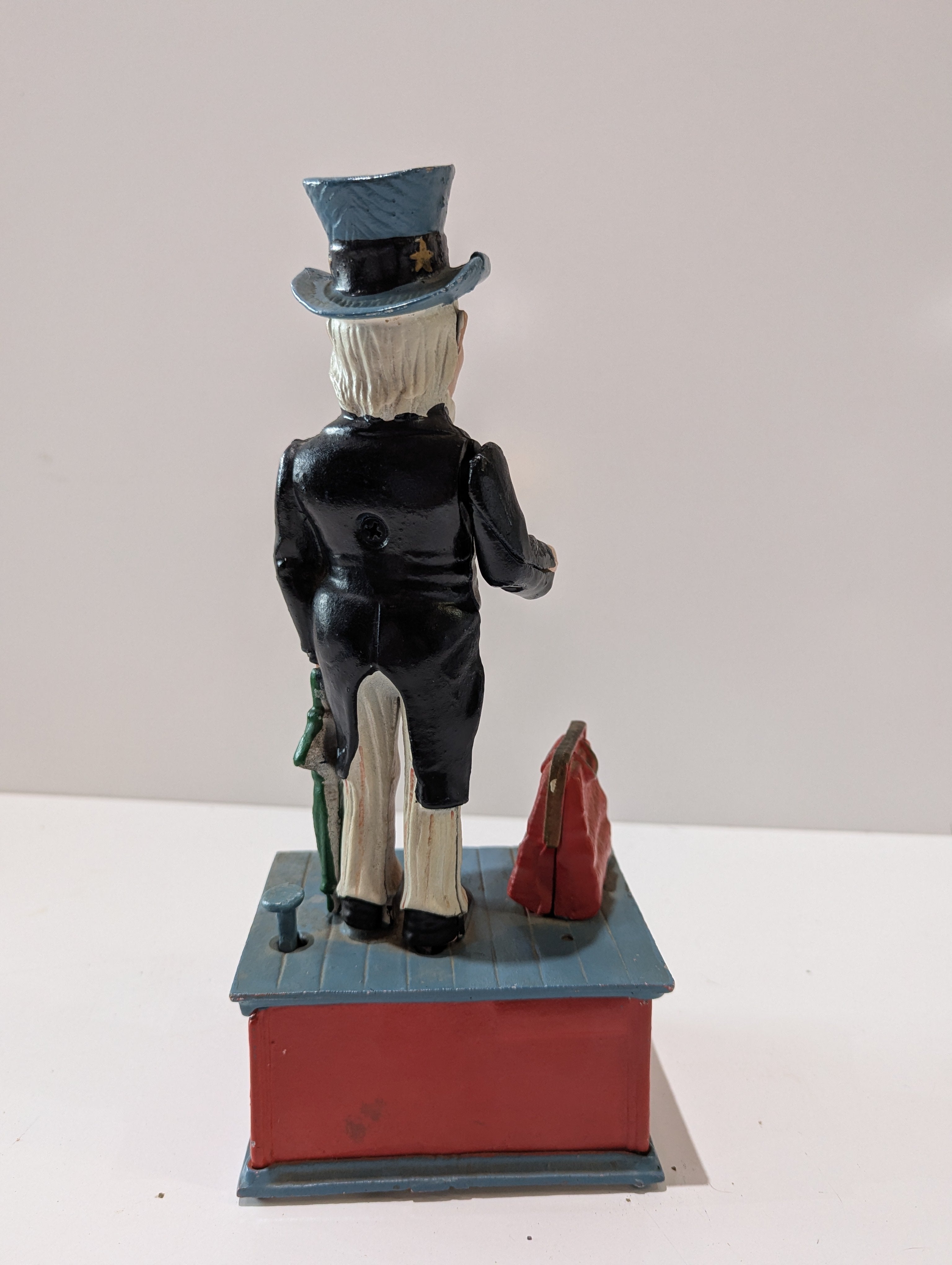 Vintage Uncle Sam Cast Iron Mechanical Bank Patriotic Eagle Coin Bank Collectible