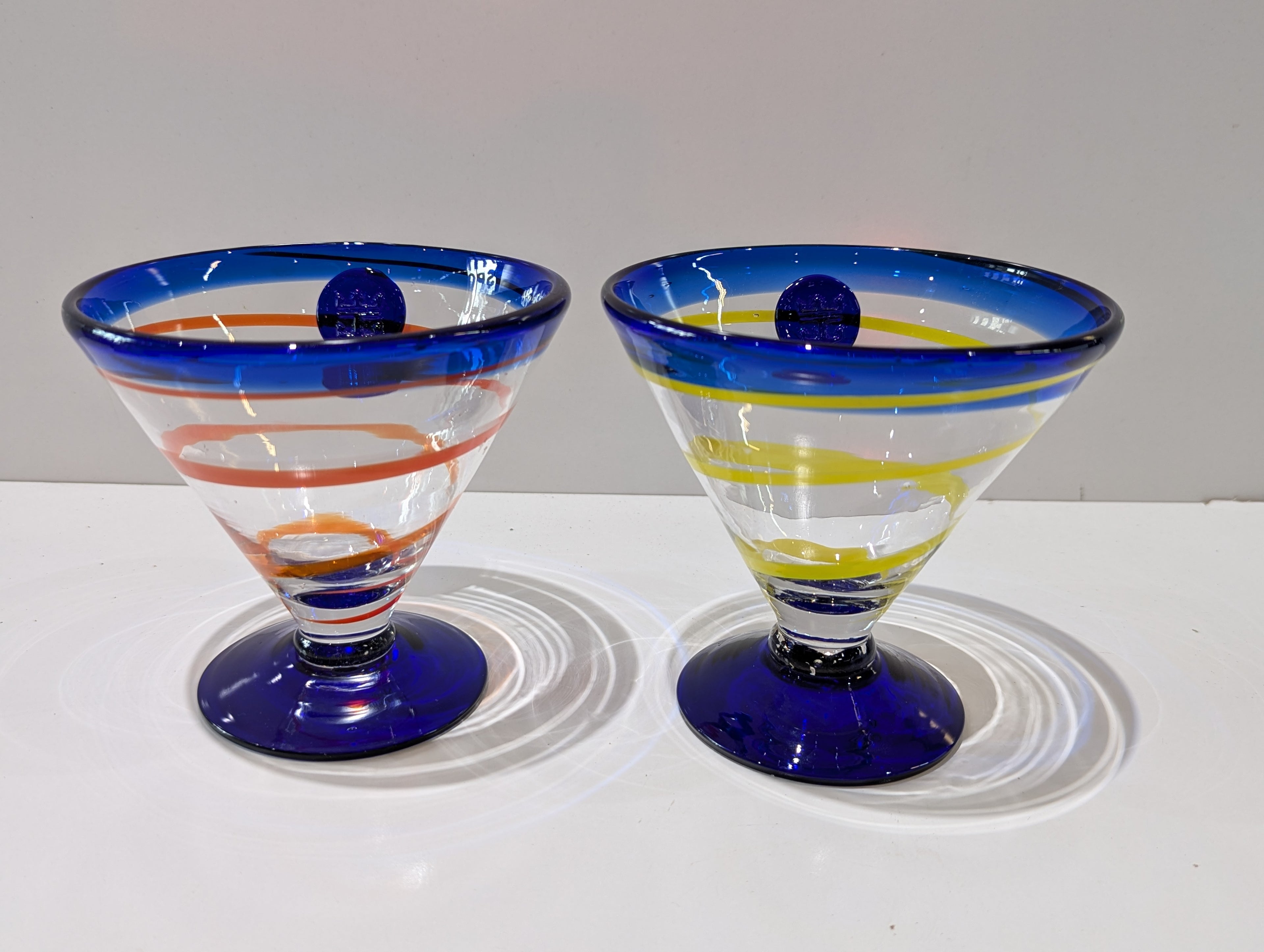 Vintage Hand Blown Cobalt Blue Margarita Glass