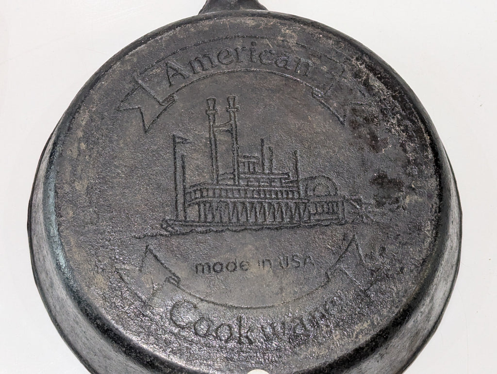 Vintage 1881 American Cookware 12" Cast Iron Skillet Steamboat Logo Made In USA