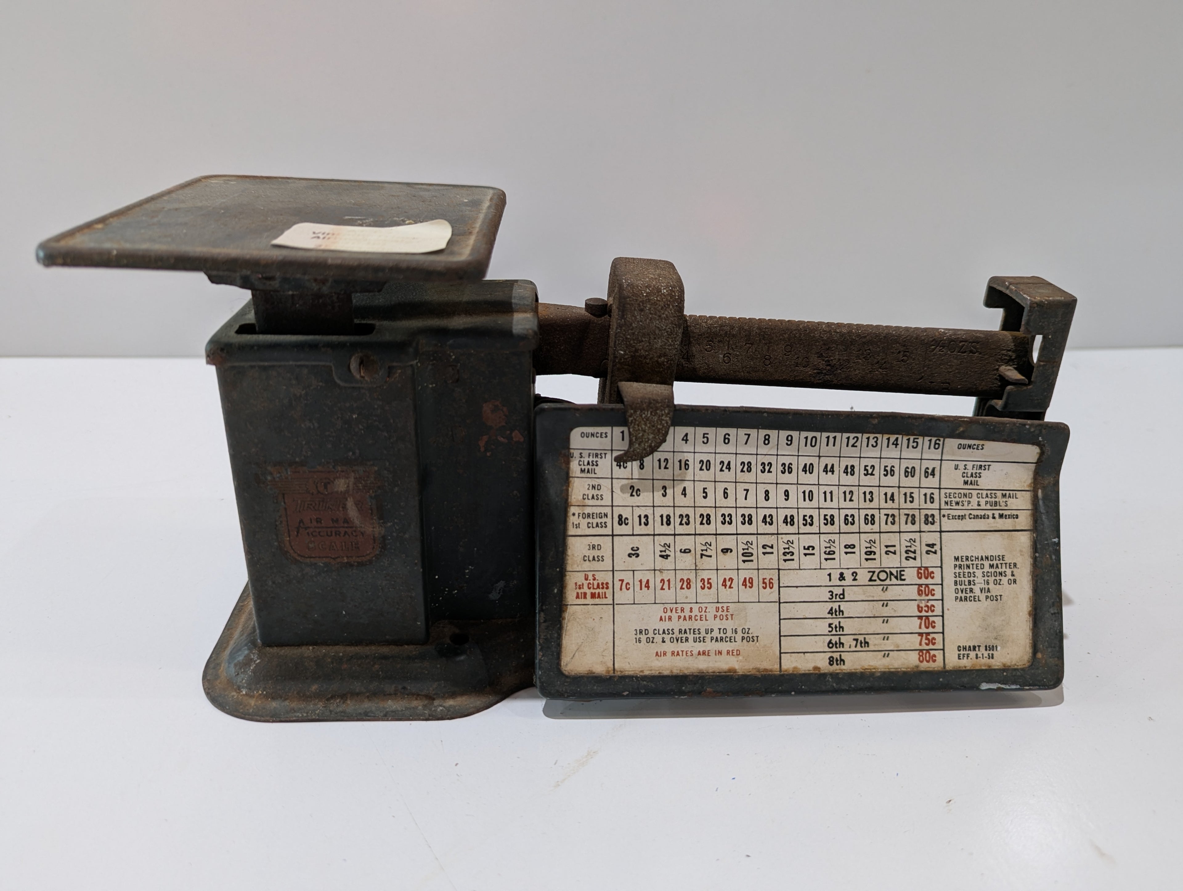 Vintage Detecto Cast Iron Postal Letter Shipping Balance Scale 16 Oz Air Mail USA