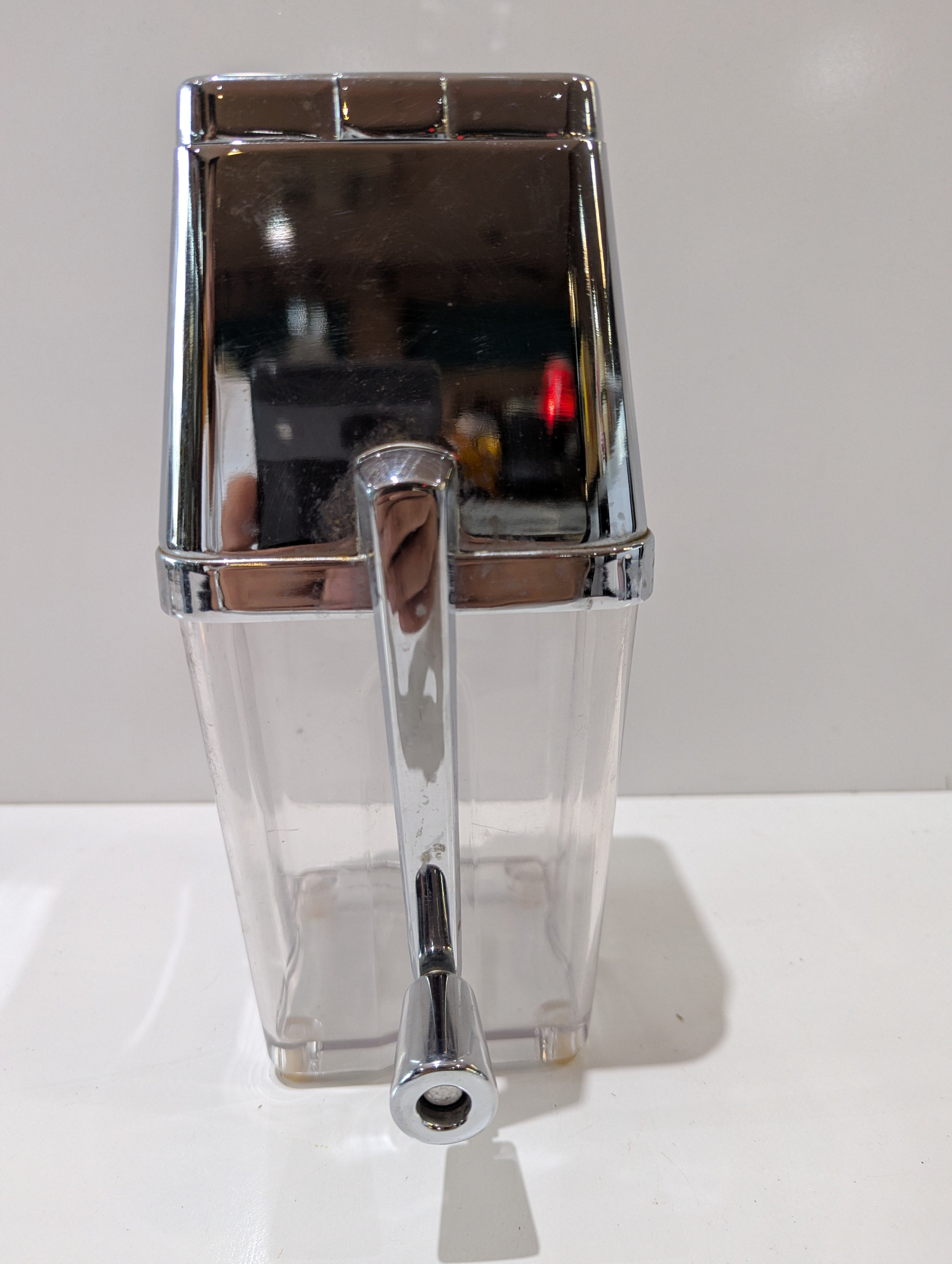 Vintage Metrokane Hand Crank Ice Crusher Chrome Clear Acrylic Bar Kitchen Tool