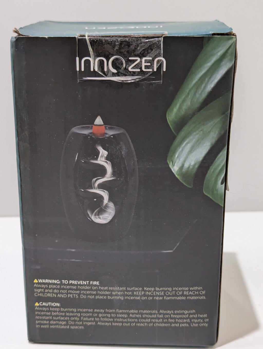 InnoZen Backflow Cascading Incense Burner Black Ceramic Aromatherapy Set W/20 Cones