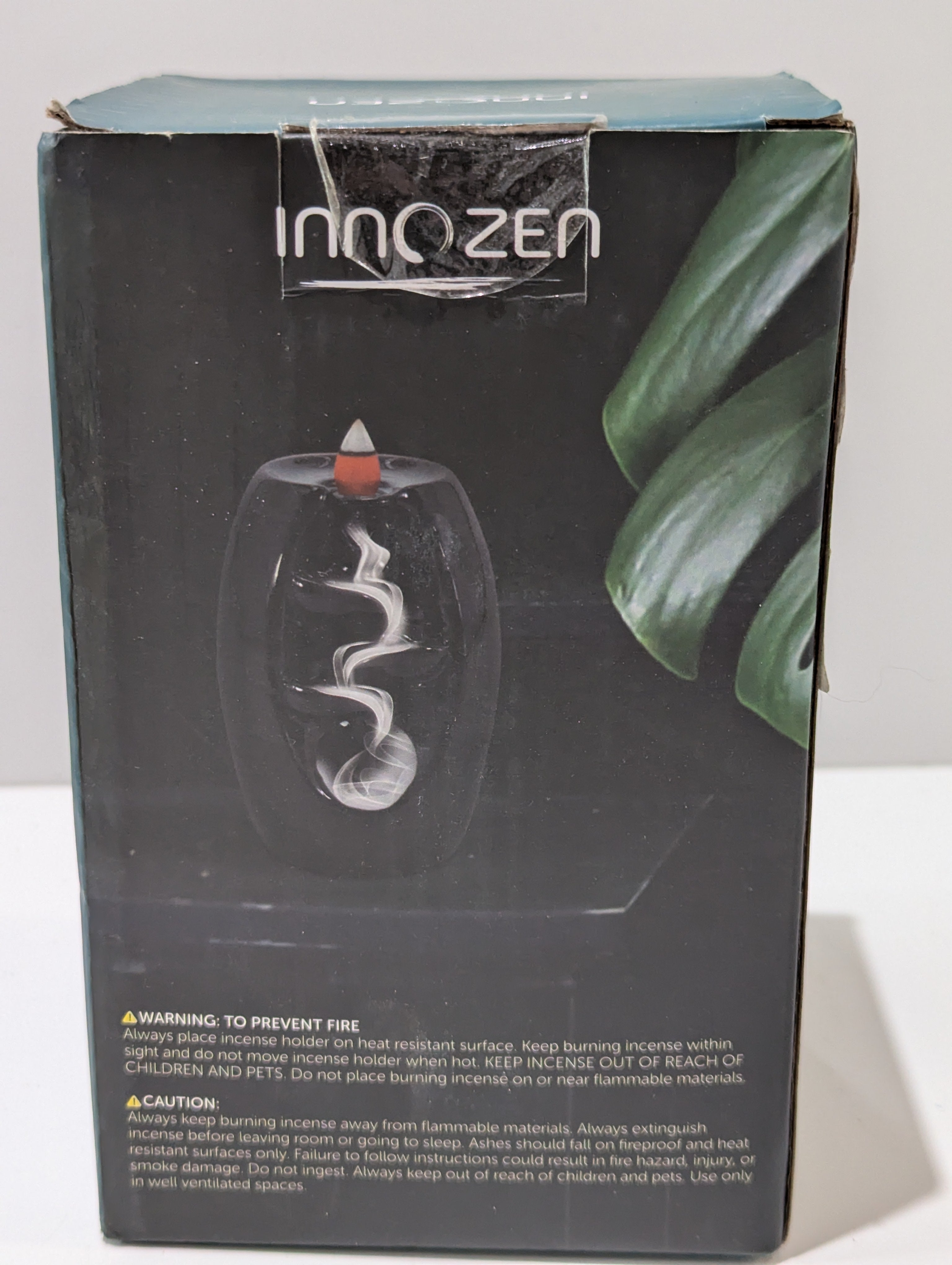 InnoZen Backflow Cascading Incense Burner Black Ceramic Aromatherapy Set W/20 Cones