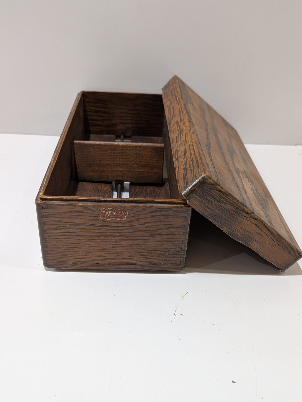 Vintage Weis Montral Mich USA Oak Wood Recipe Card File Box Index Storage Chest
