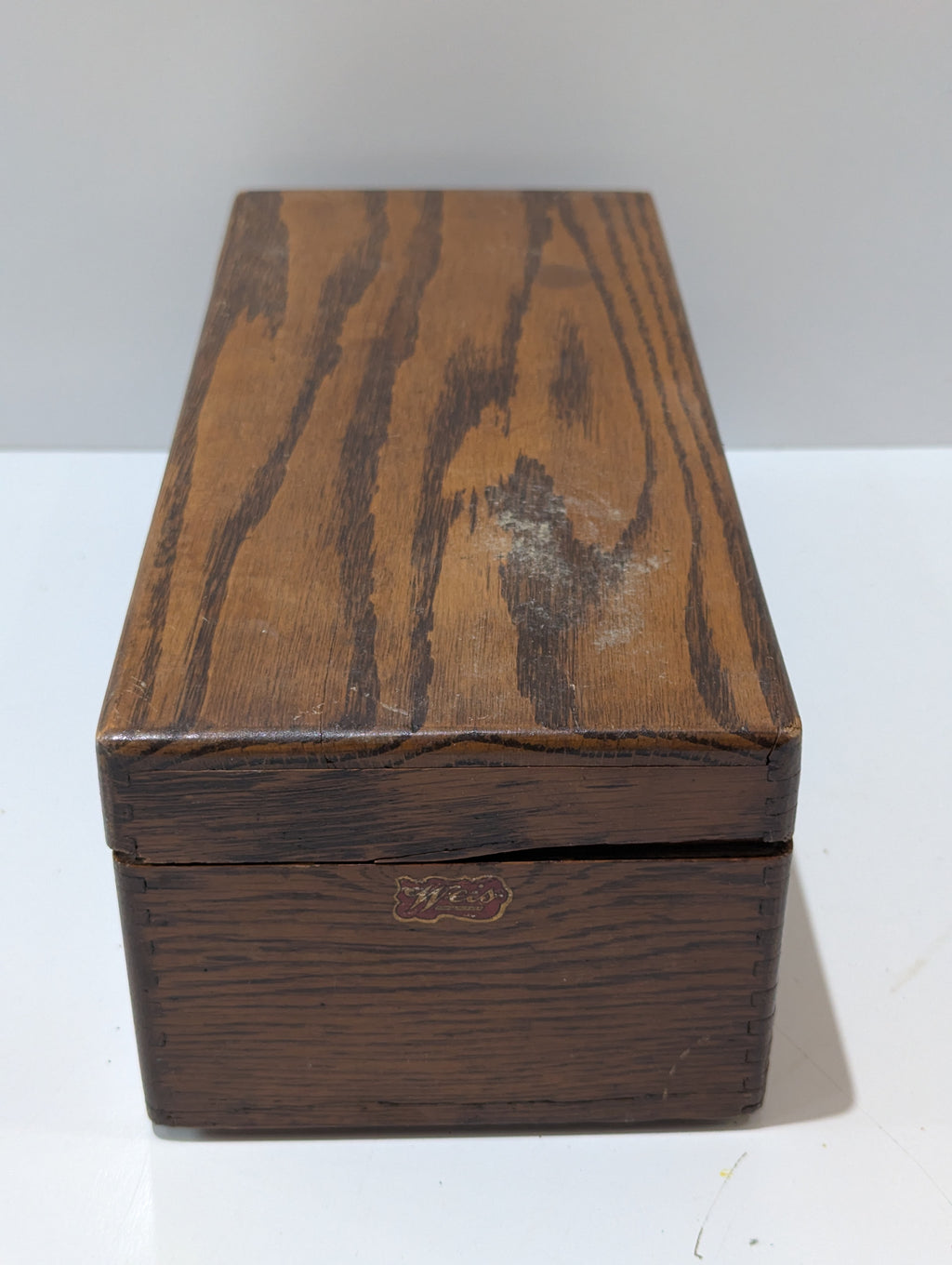 Vintage Weis Montral Mich USA Oak Wood Recipe Card File Box Index Storage Chest