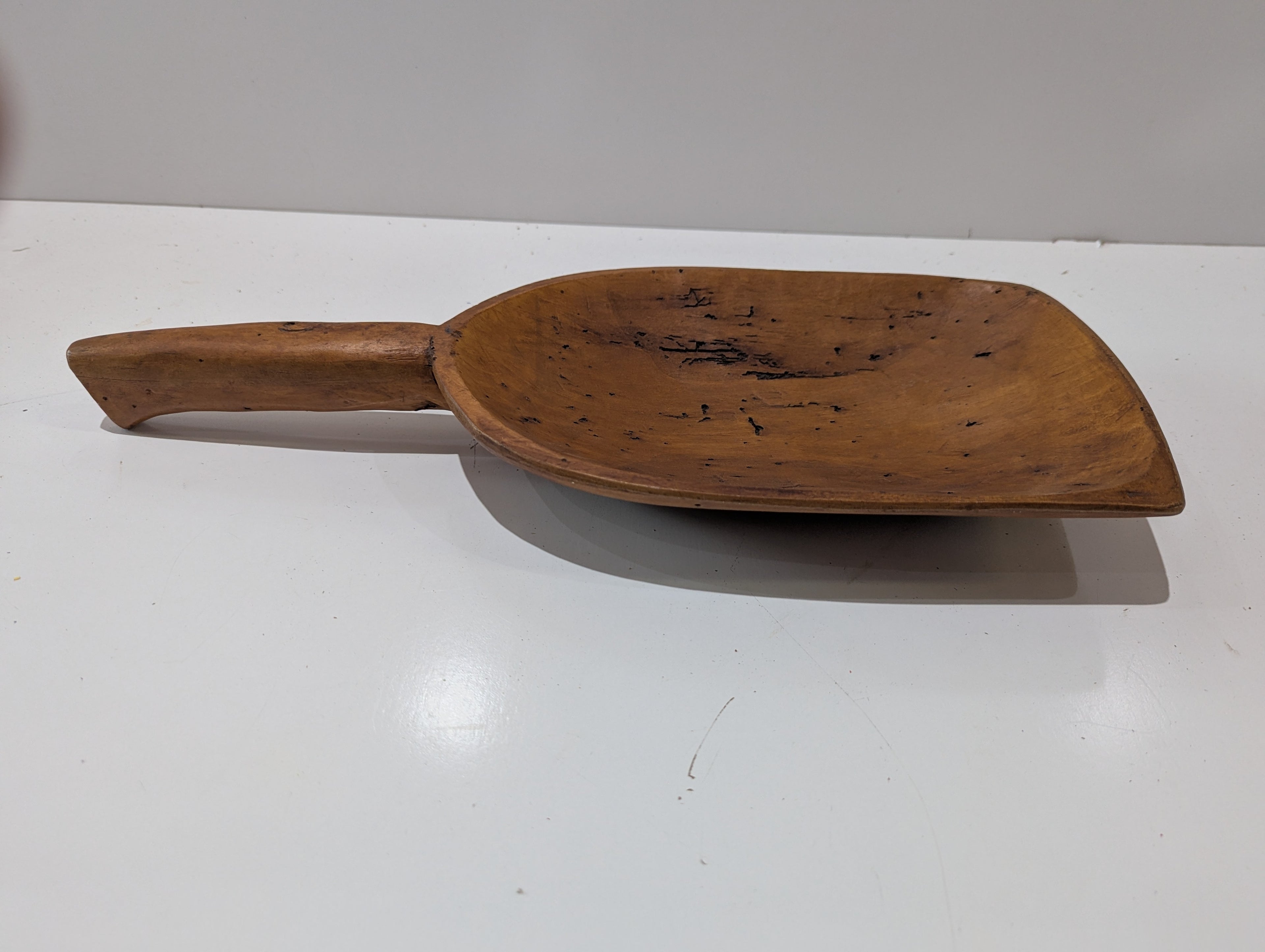 Vintage Hand Carved Wooden Grain Scoop Primitive Farm Feed Flour Rustic Decor