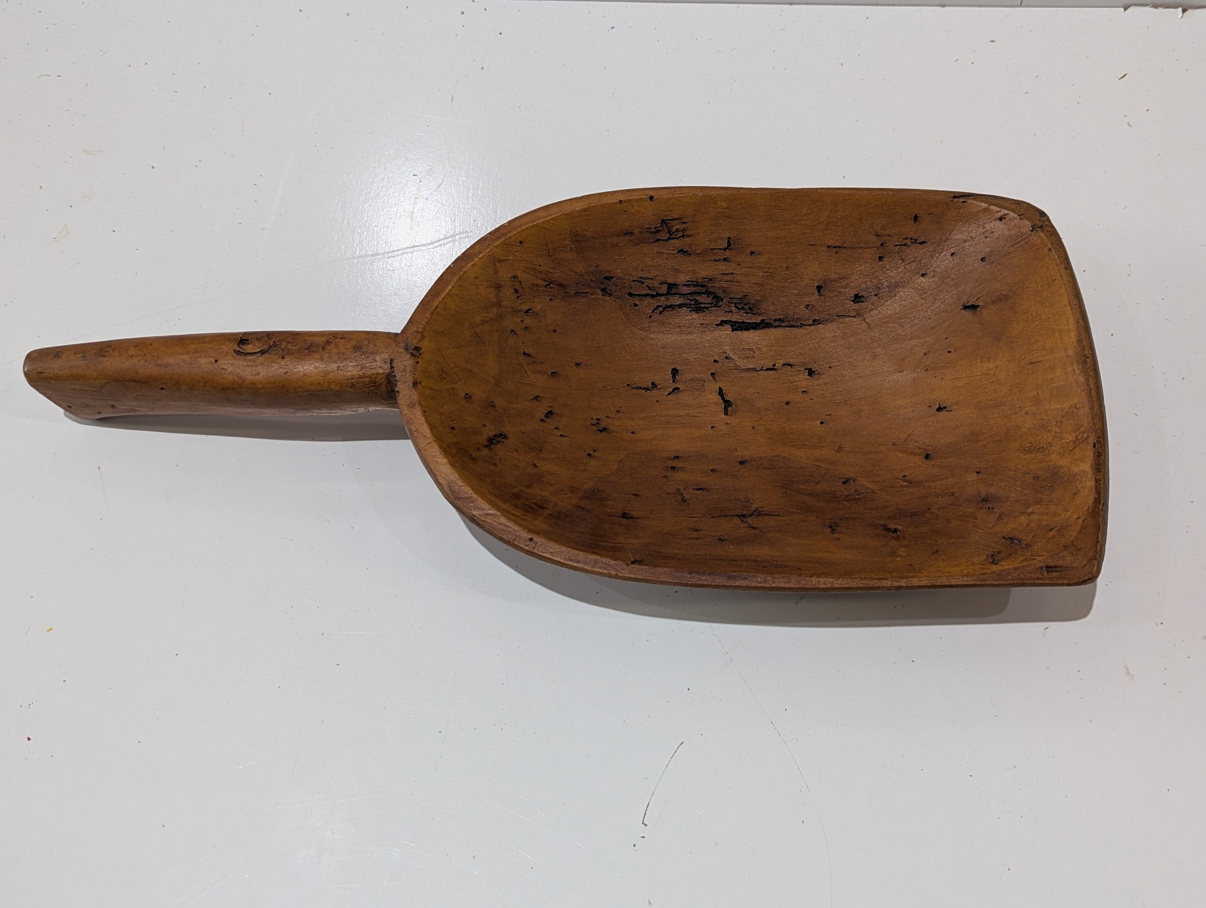 Vintage Hand Carved Wooden Grain Scoop Primitive Farm Feed Flour Rustic Decor