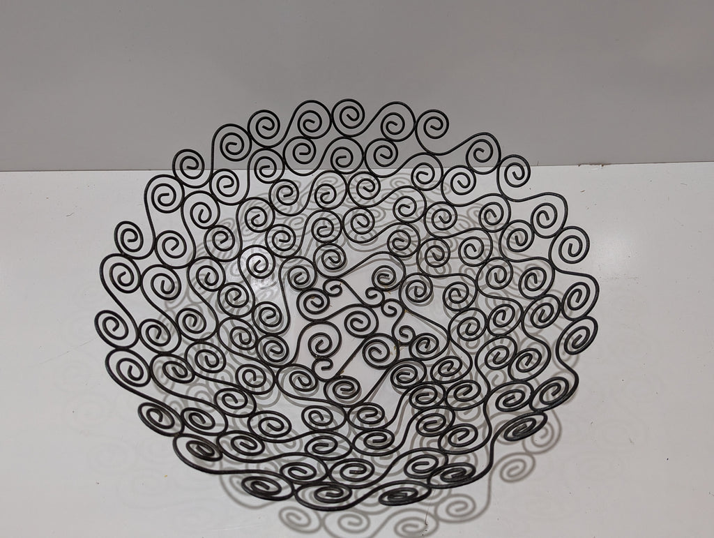 Decorative Black Wrought Iron Style Wire Fruit Bowl Centerpiece Basket Home Decor