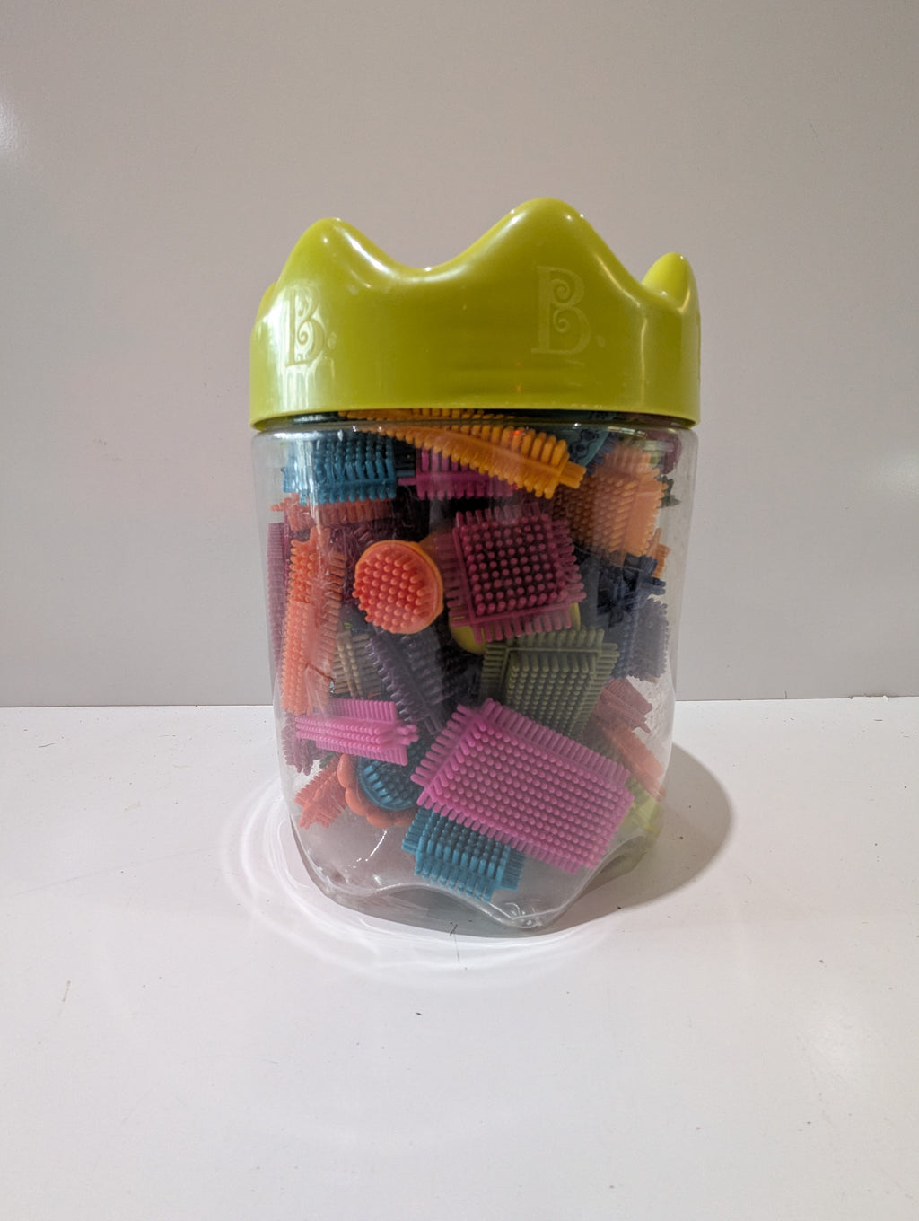 B. Toys B. You Just B. Bristle Blocks Building Set Storage Jar Colorful STEM Toy