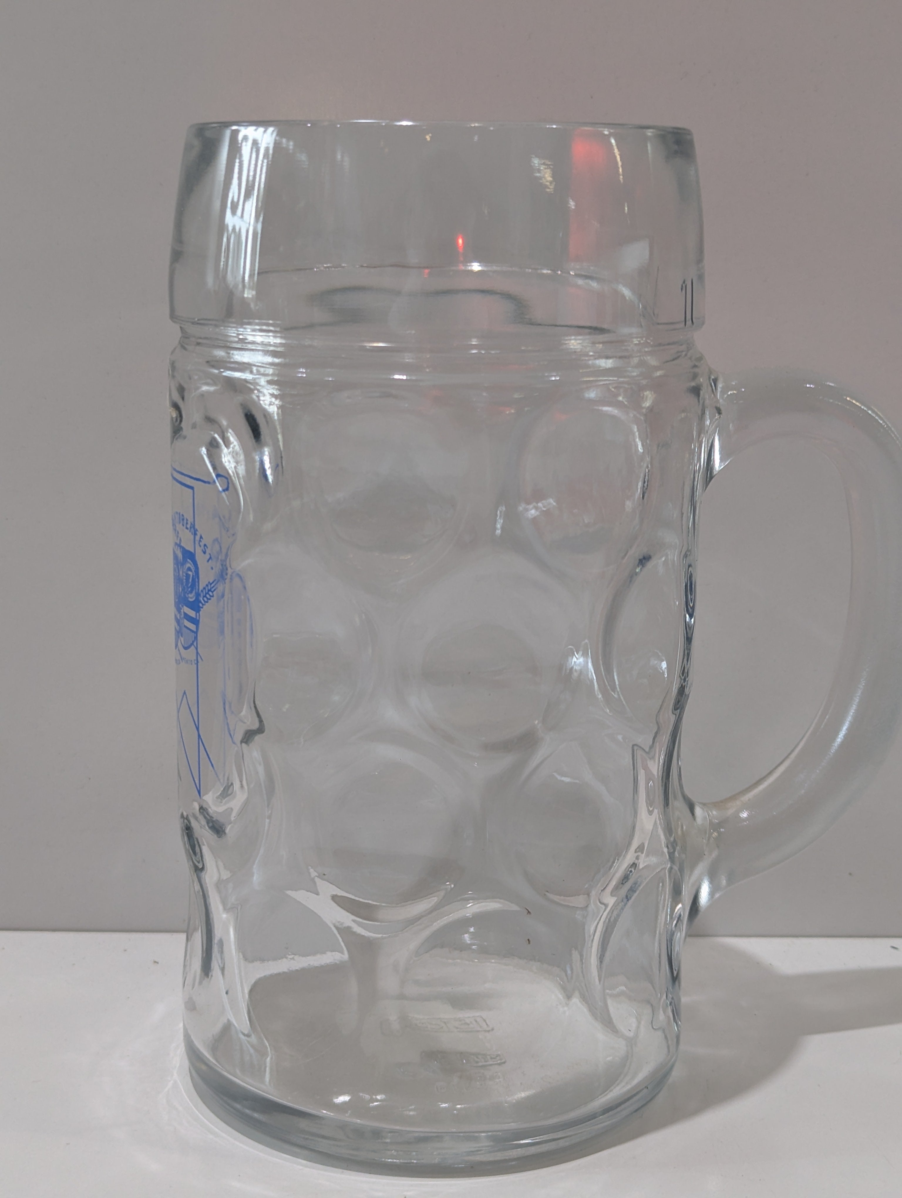 Vintage Tracktoberfest 7 Sacramento CA Dimpled Glass Beer Stein Mug Oktoberfest Collectible