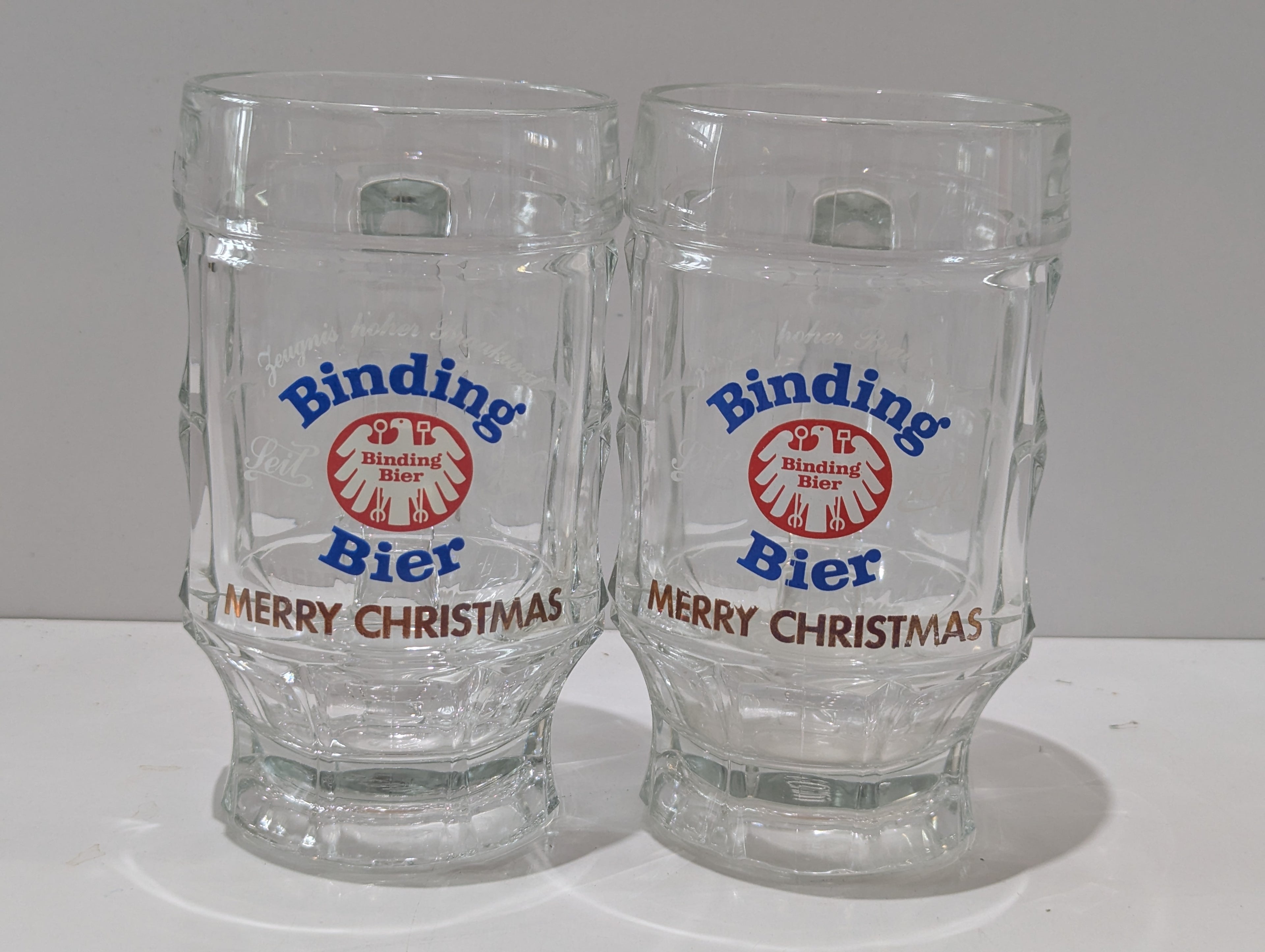 Vintage Binding Bier Merry Christmas Glass Beer Stein Mug