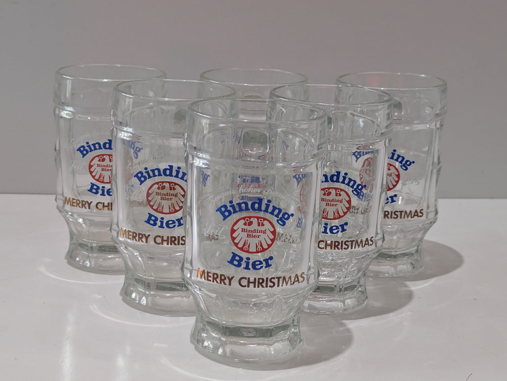Vintage Binding Bier Merry Christmas German Glass Beer Stein Mug Individual Barware