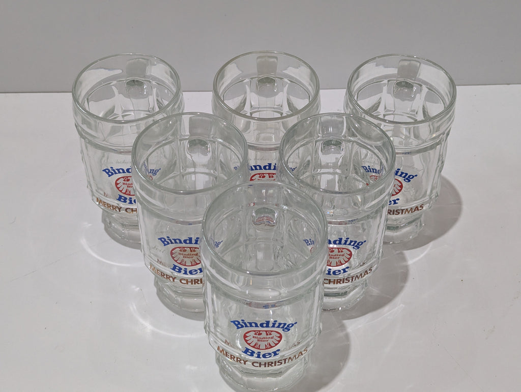 Vintage Binding Bier Merry Christmas German Glass Beer Stein Mug Individual Barware