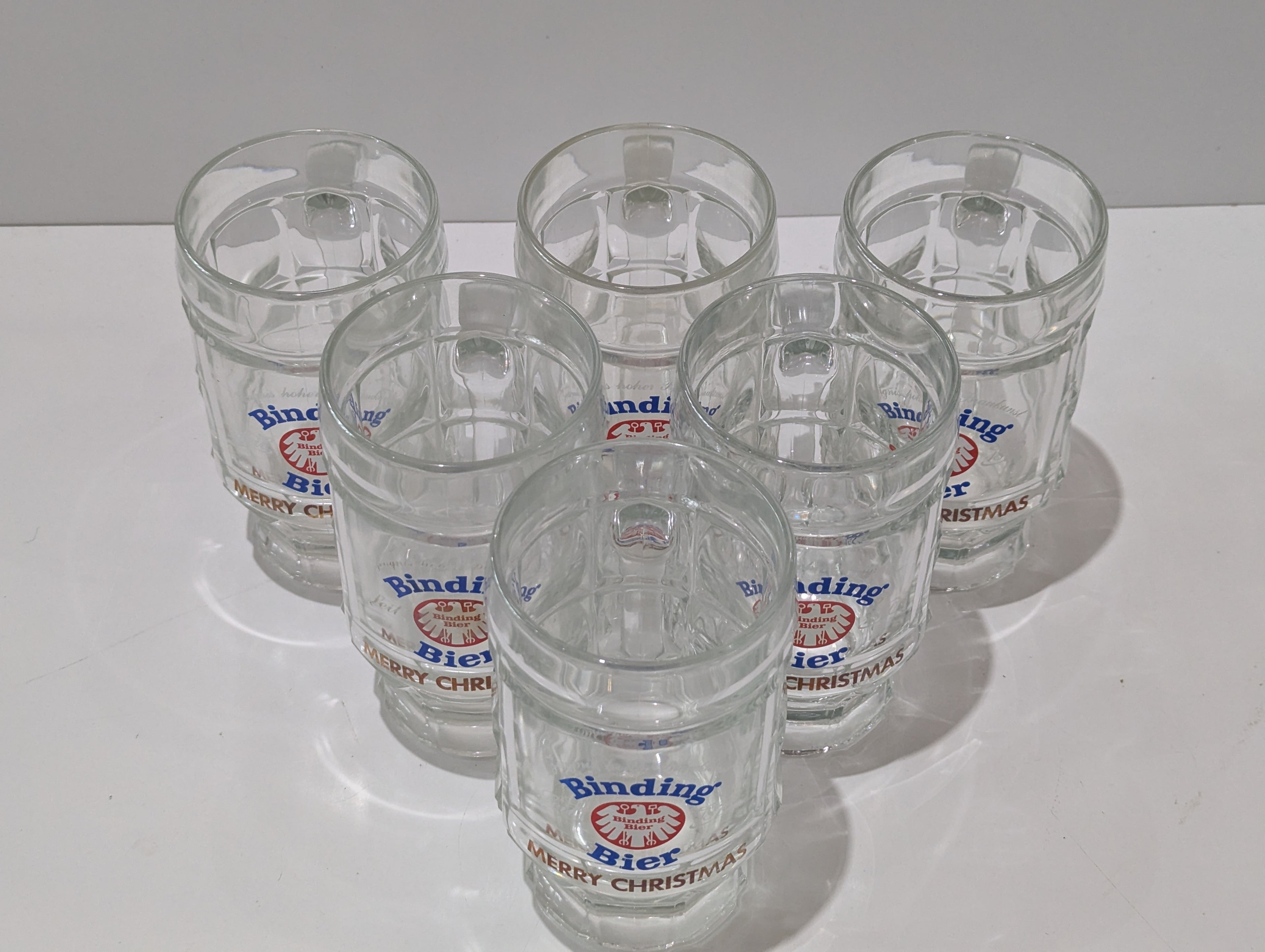 Vintage Binding Bier Merry Christmas German Glass Beer Stein Mug Individual Barware