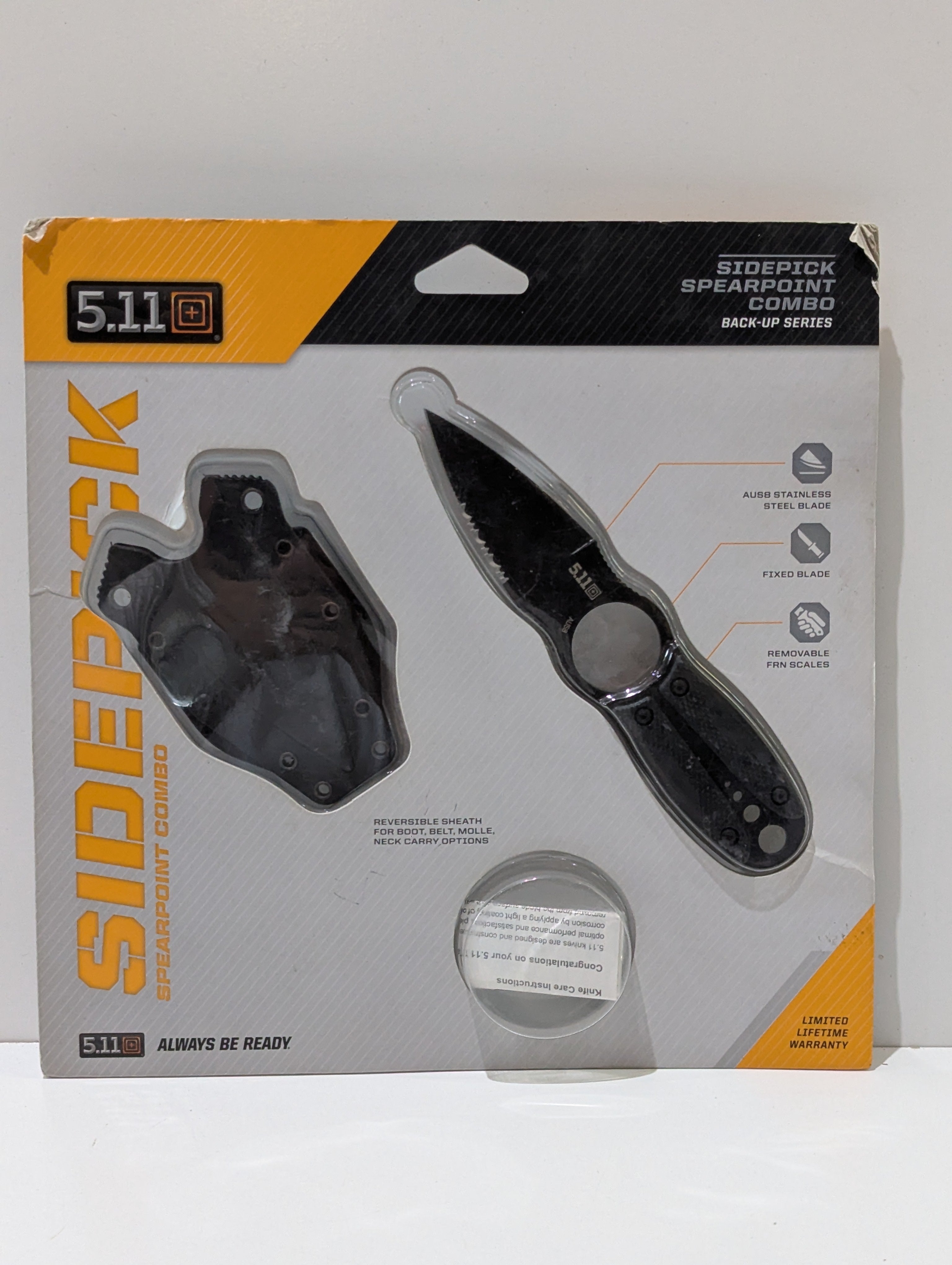 5.11 Tactical Sidekick Spearpoint Combo 51076C AUS8 Fixed Blade Knife Sealed