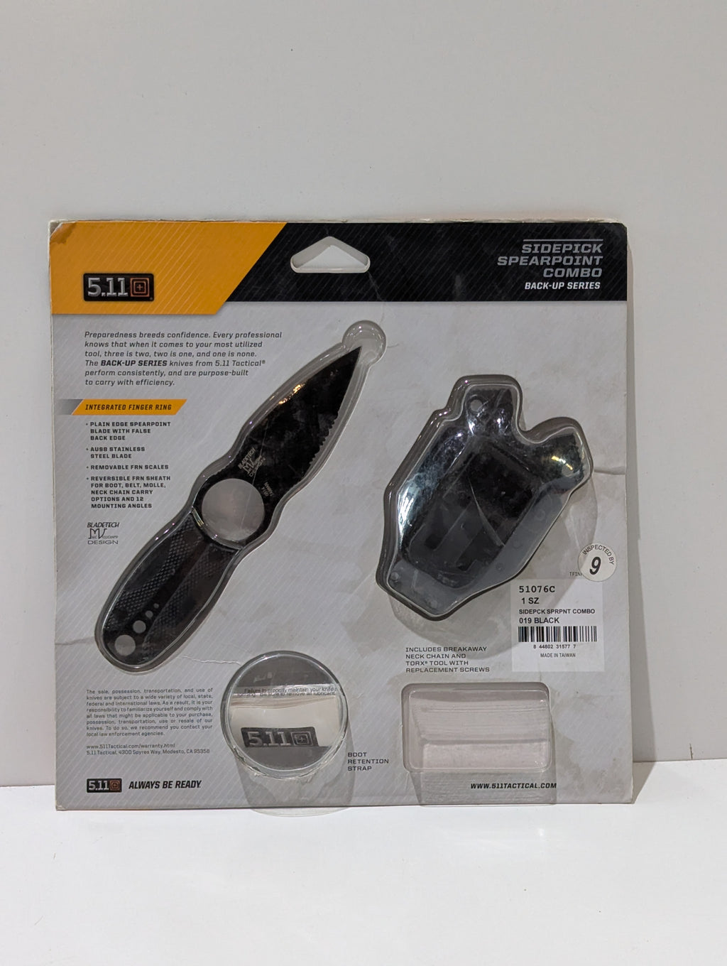 5.11 Tactical Sidekick Spearpoint Combo 51076C AUS8 Fixed Blade Knife Sealed