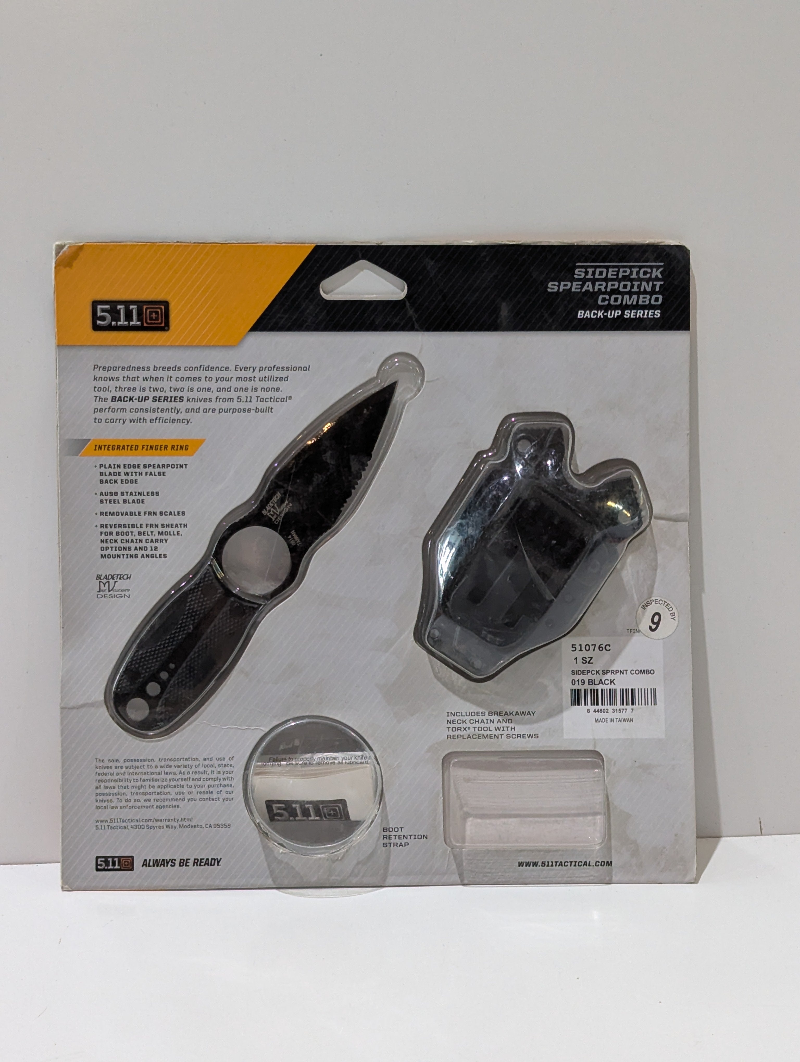 5.11 Tactical Sidekick Spearpoint Combo 51076C AUS8 Fixed Blade Knife Sealed