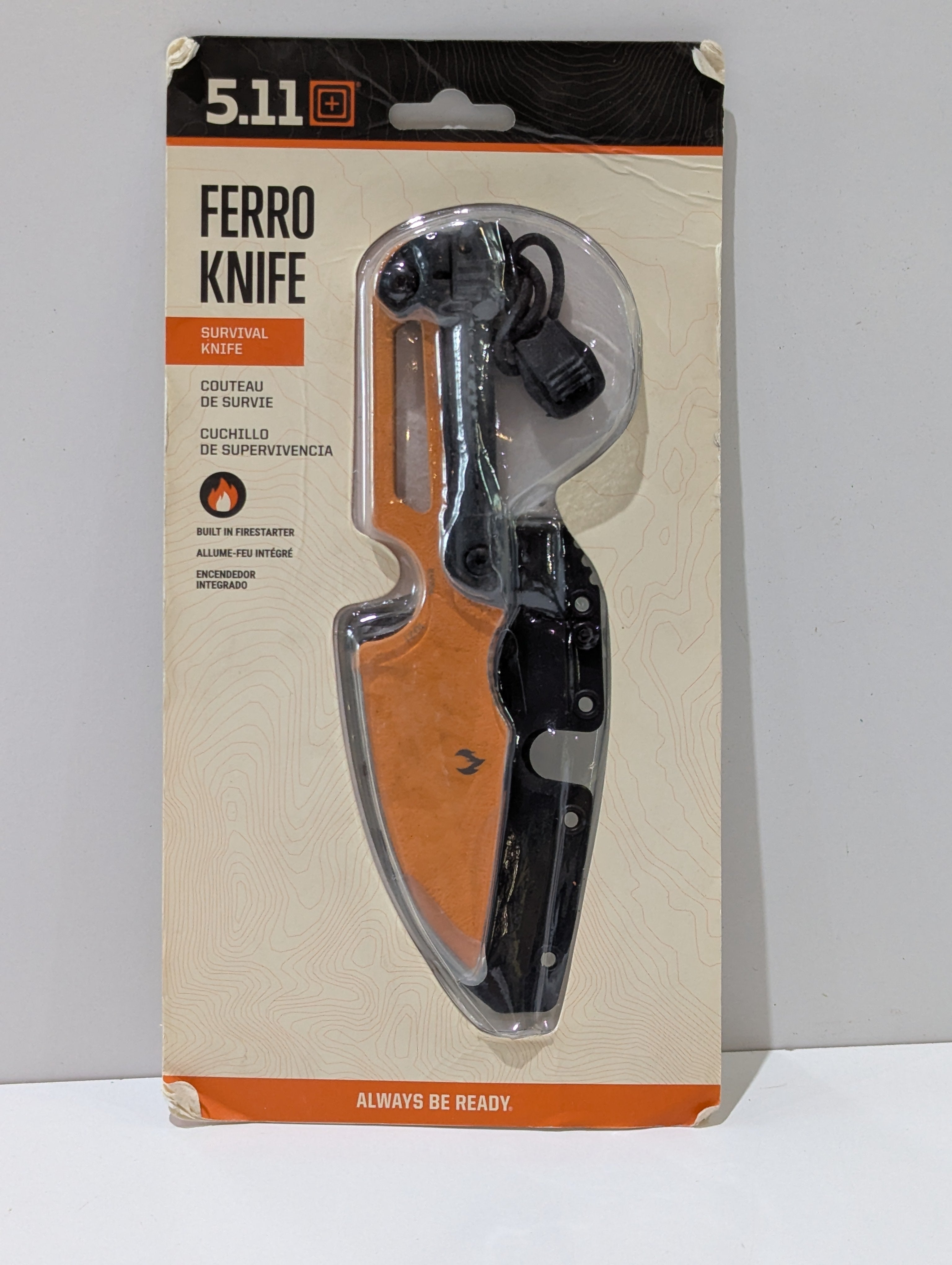 5.11 Tactical Ferro Survival Knife 51145 Fixed Blade Fire Starter Sheath Sealed