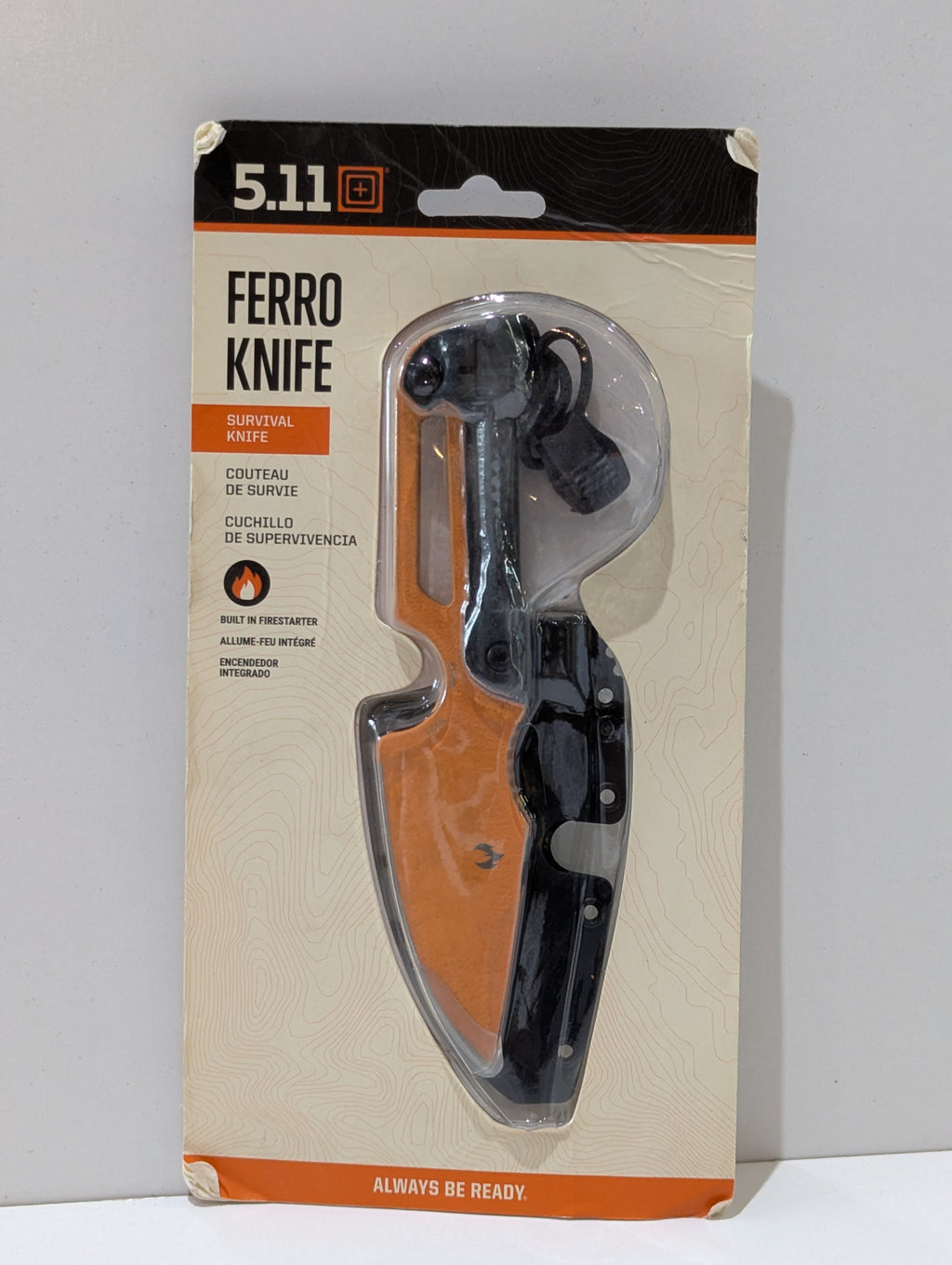 5.11 Tactical Ferro Survival Knife 51145 Fixed Blade Fire Starter Sheath Sealed