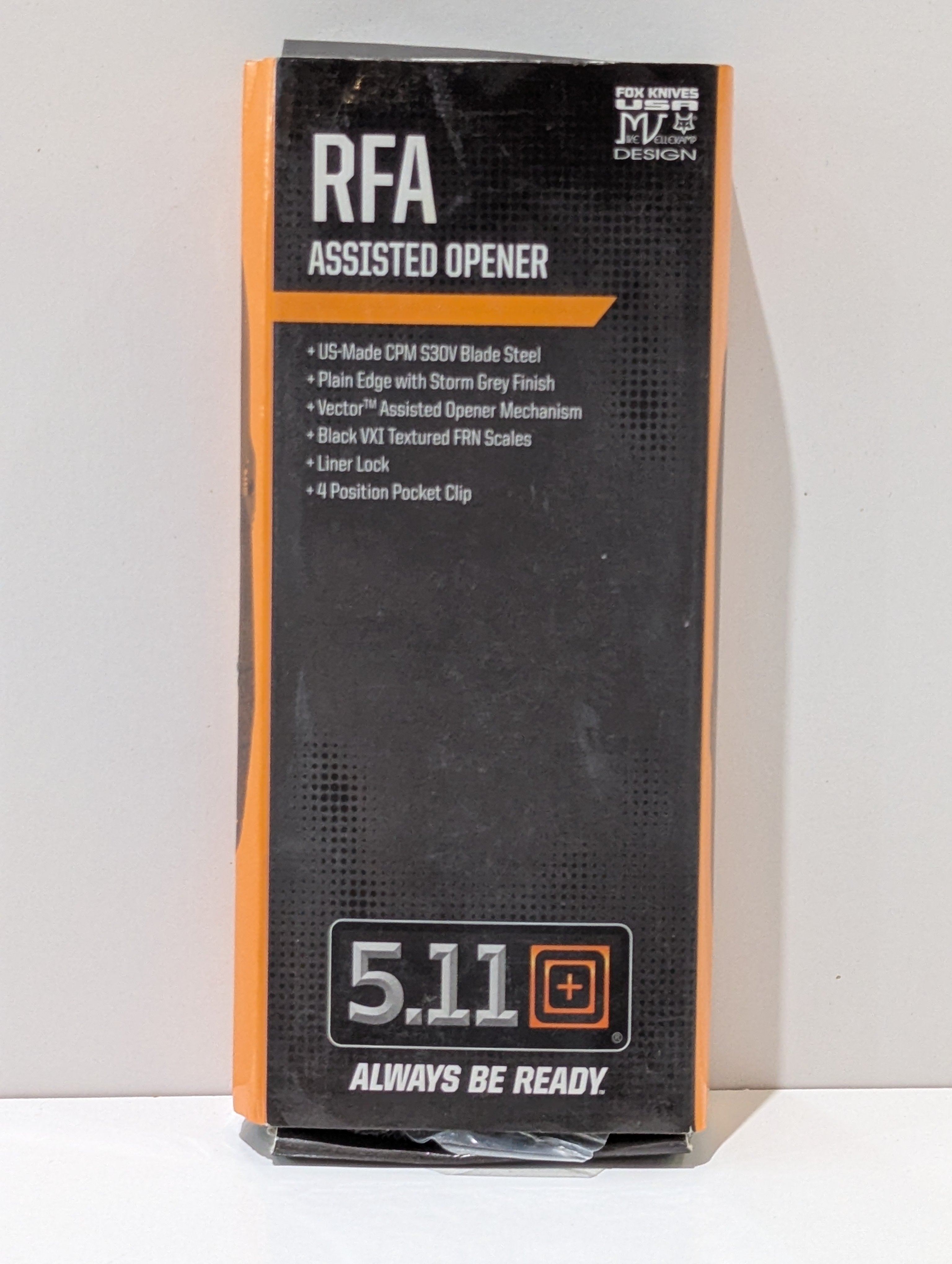 5.11 Tactical RFA Plain Edge Assisted Opener 51094 CPM S30V Folding Knife Boxed