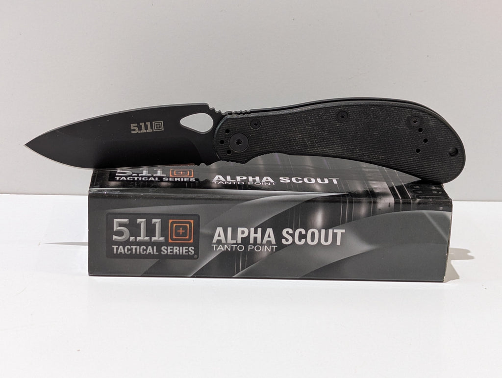 5.11 Tactical Alpha Scout Tanto Point Folding Knife Black Tactical Series Boxed