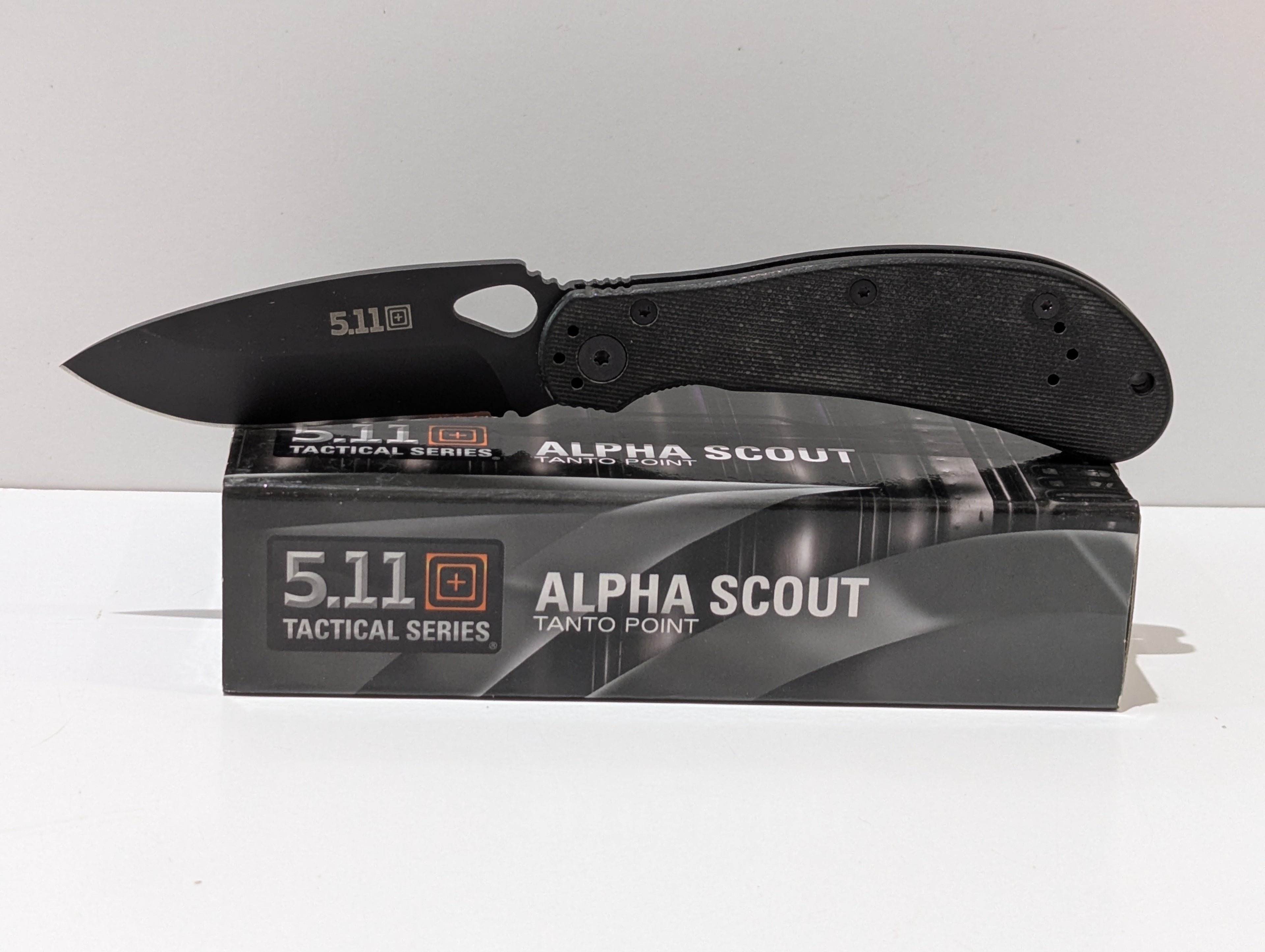5.11 Tactical Alpha Scout Tanto Point Folding Knife Black Tactical Series Boxed