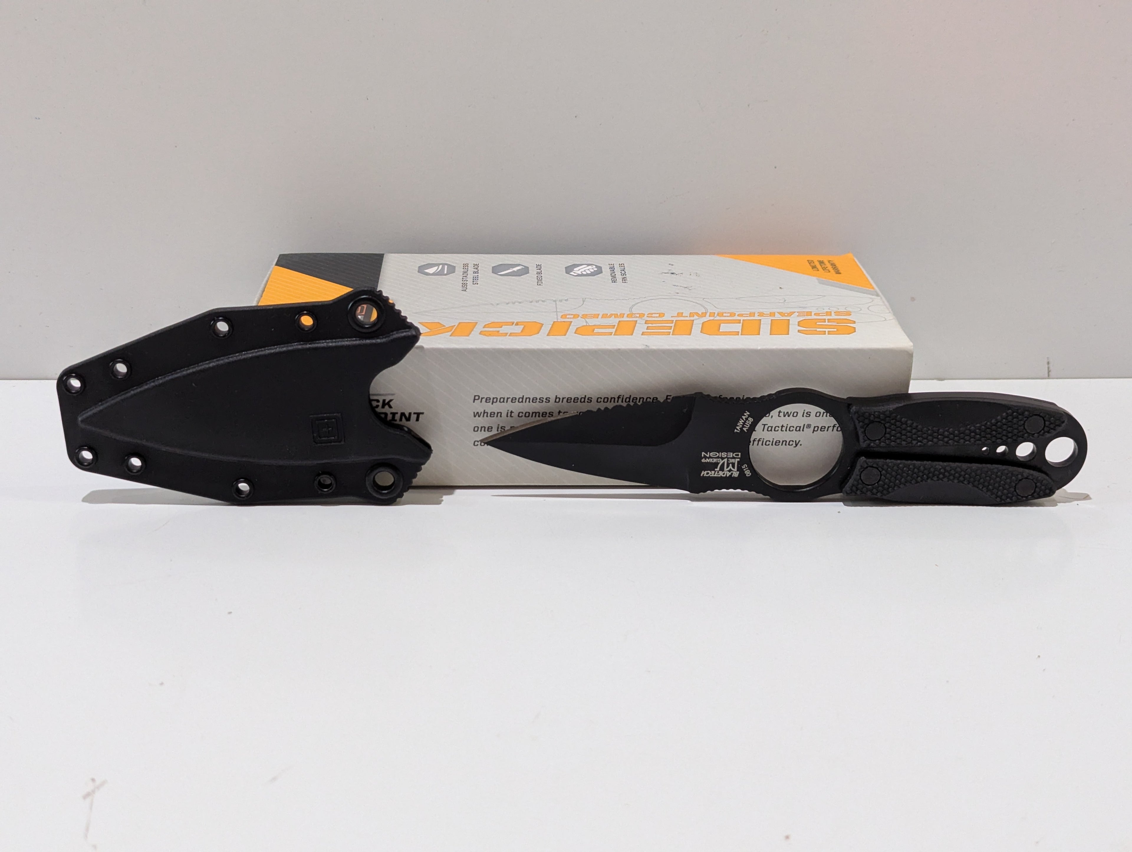 5.11 Sidekick Spearpoint Combo Fixed Blade Knife With Sheath AUS8 Black Boxed