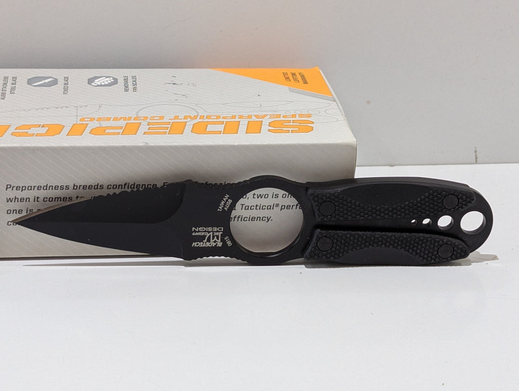 5.11 Sidekick Spearpoint Combo Fixed Blade Knife With Sheath AUS8 Black Boxed