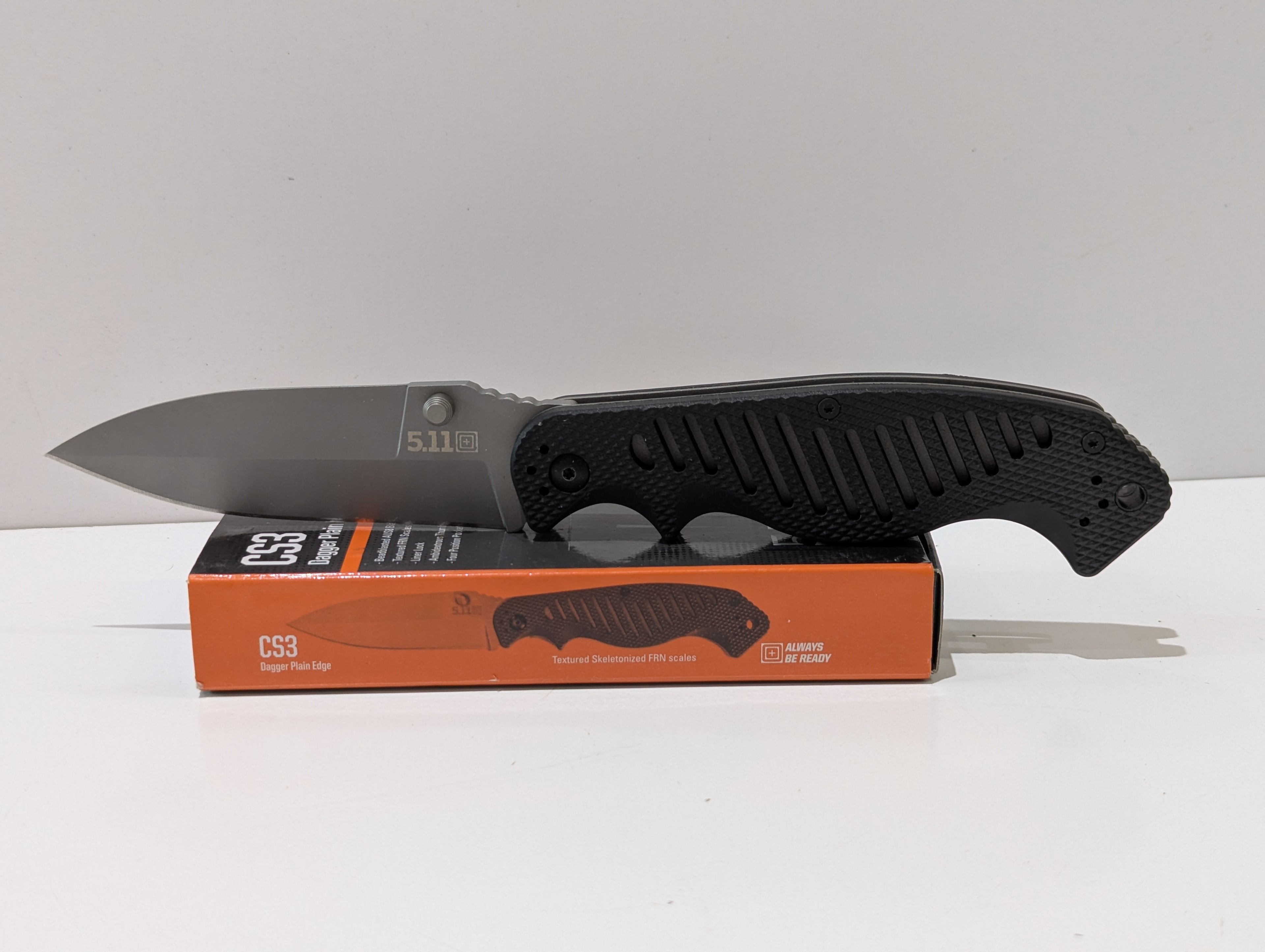 5.11 Tactical CS3 Dagger Plain Edge Folding Knife AUS8 Blade FRN Handle Boxed