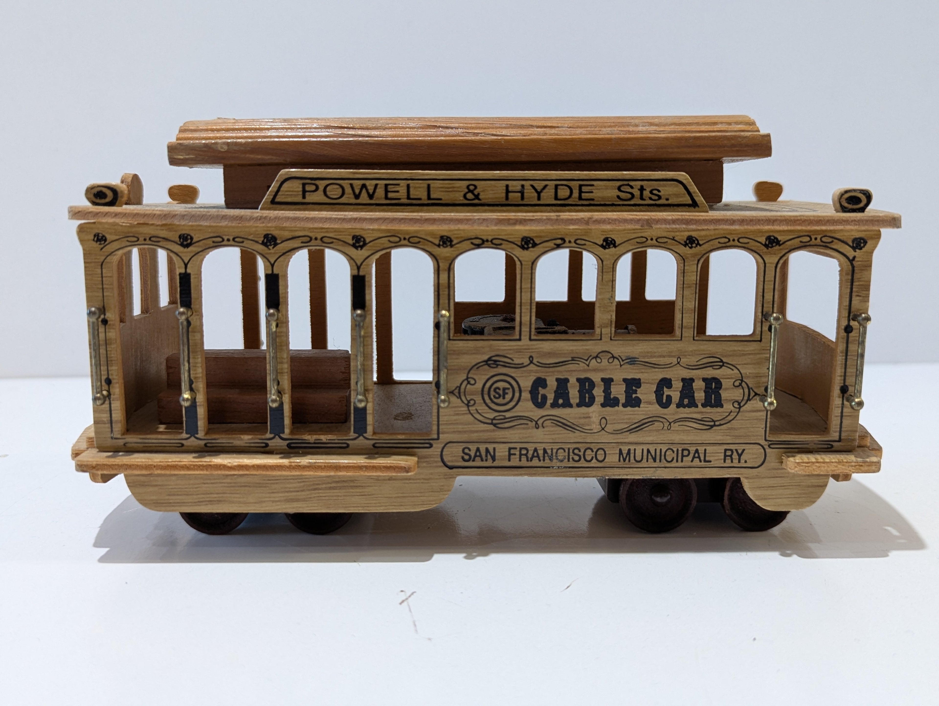 Vintage San Francisco Municipal Railway Powell & Hyde Cable Car Wooden Souvenir Model