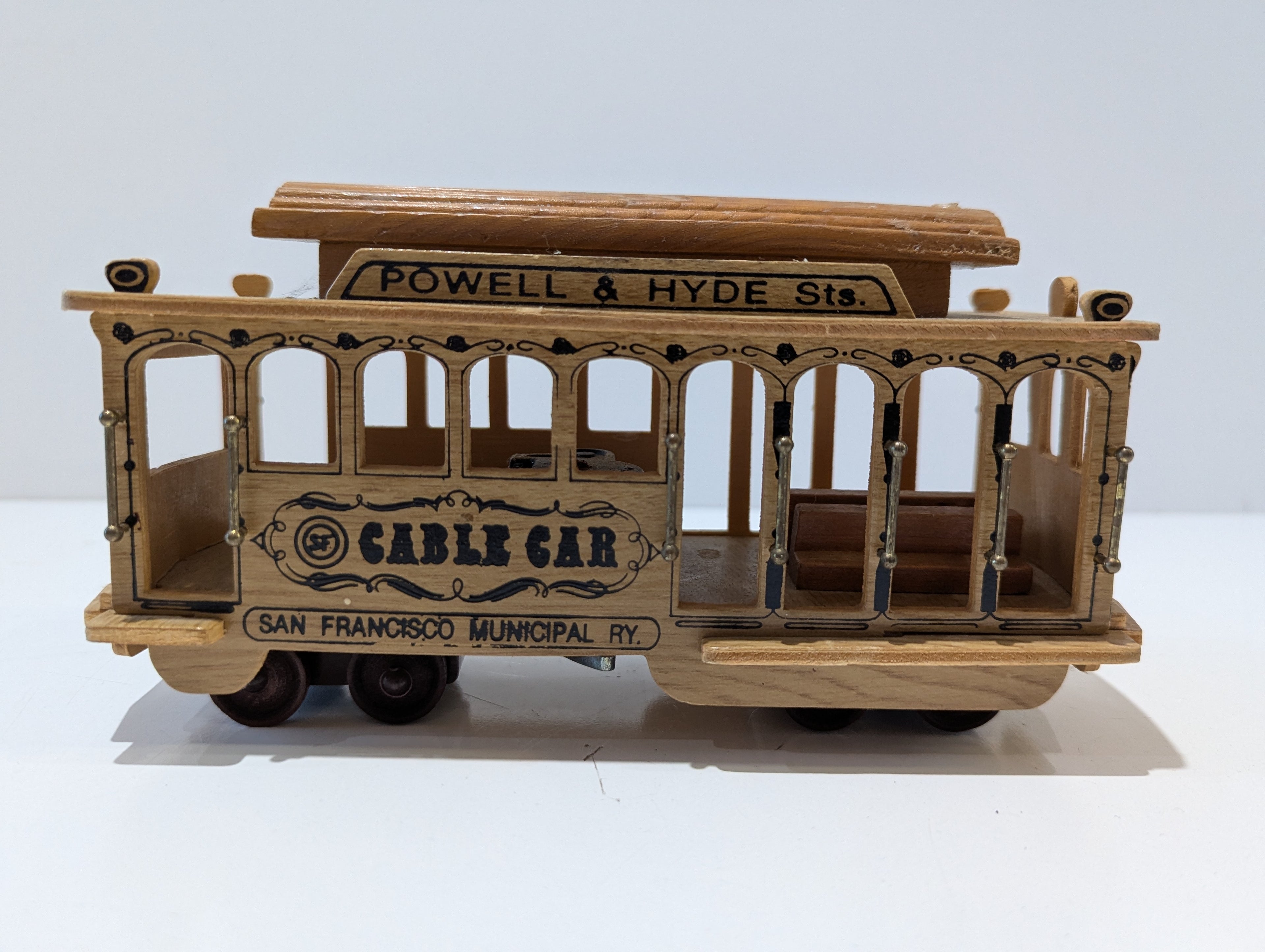 Vintage San Francisco Municipal Railway Powell & Hyde Cable Car Wooden Souvenir Model