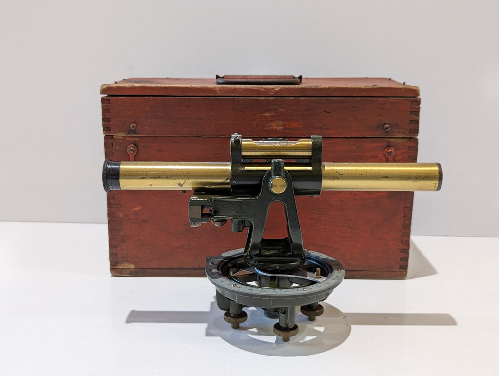 Vintage Craftsman Tools Surveyor Transit Level Brass Scope With Wood Case USA