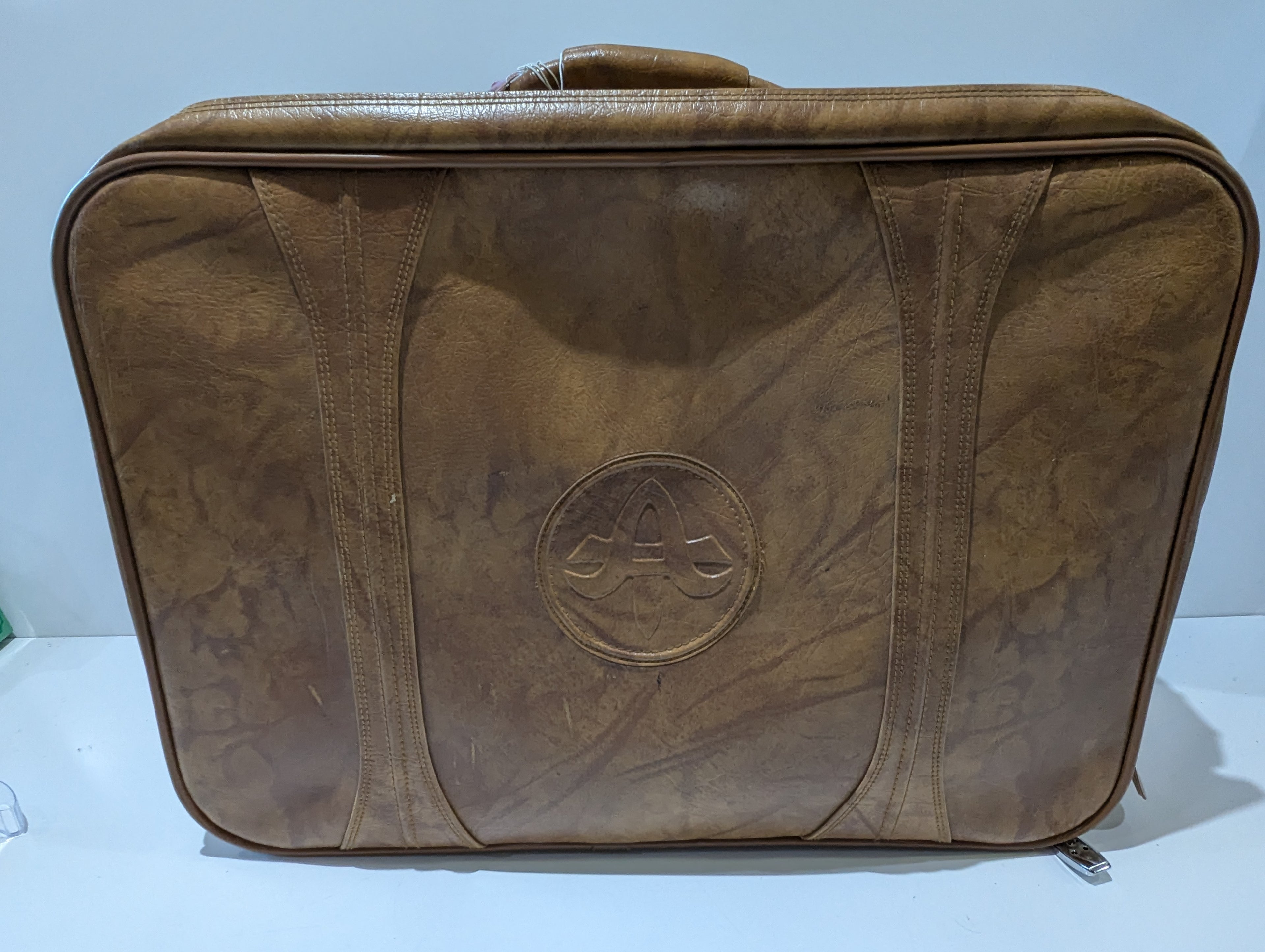 Vintage American Luggage Brown Garment Suit Carry On Travel Bag Hanging Suitcase