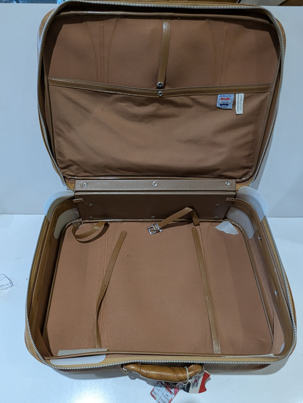 Vintage American Luggage Brown Garment Suit Carry On Travel Bag Hanging Suitcase