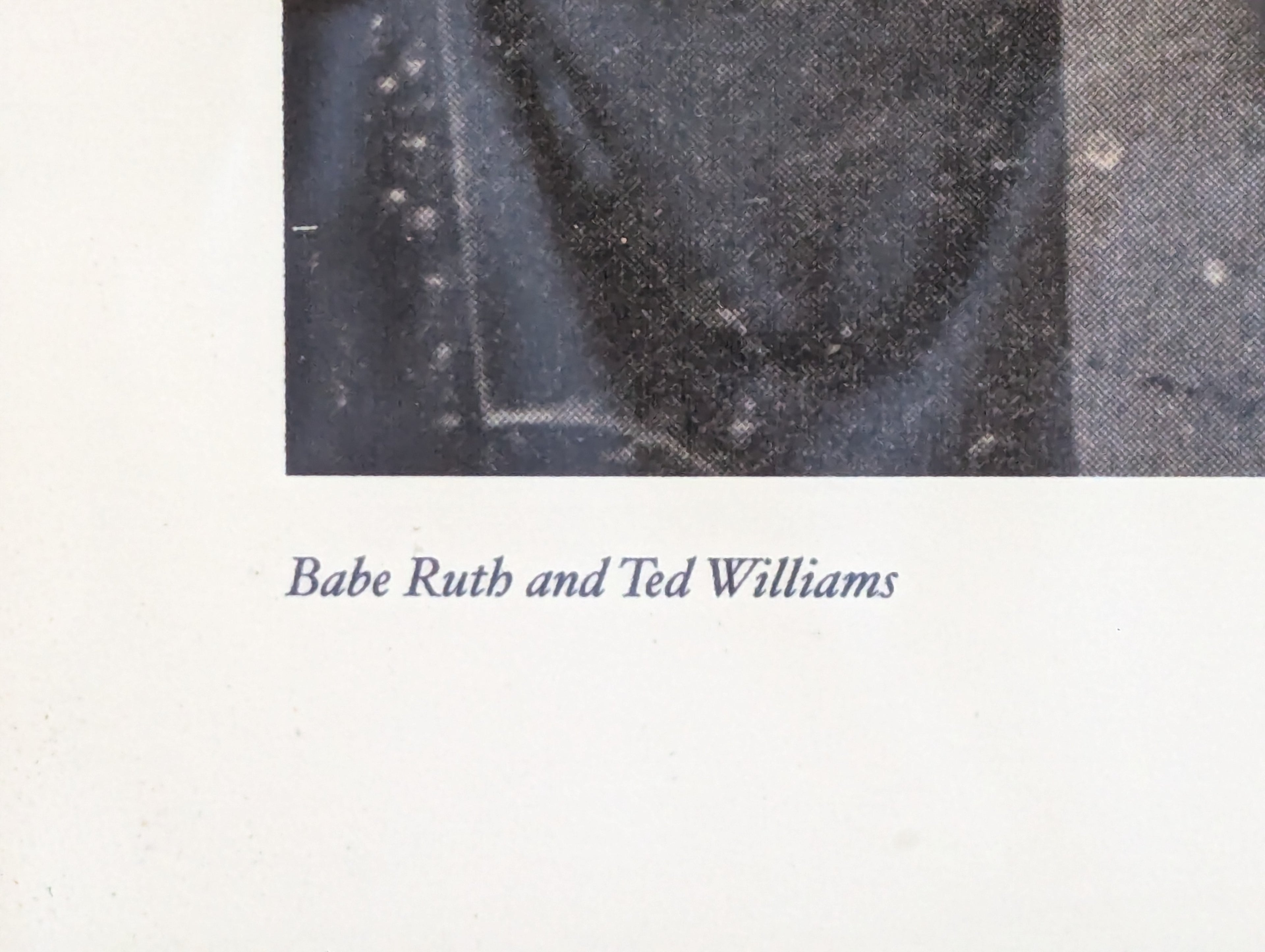 Vintage Babe Ruth Ted Williams Framed Boston Public Library Baseball Photo Print