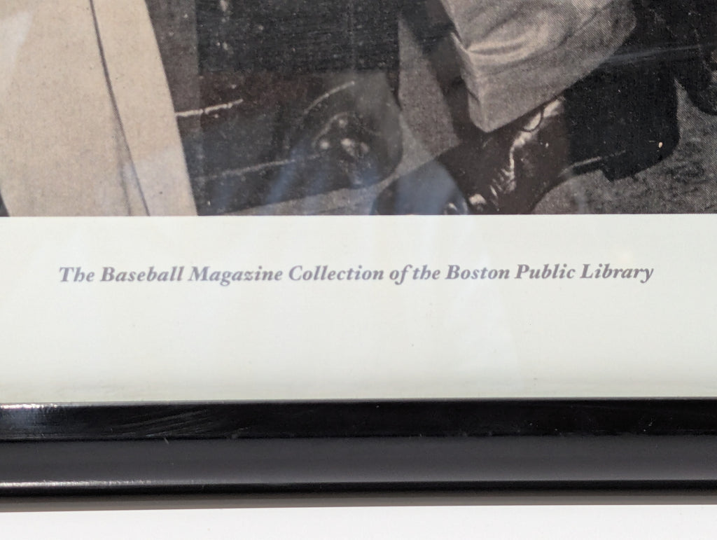 Vintage Babe Ruth Ted Williams Framed Boston Public Library Baseball Photo Print