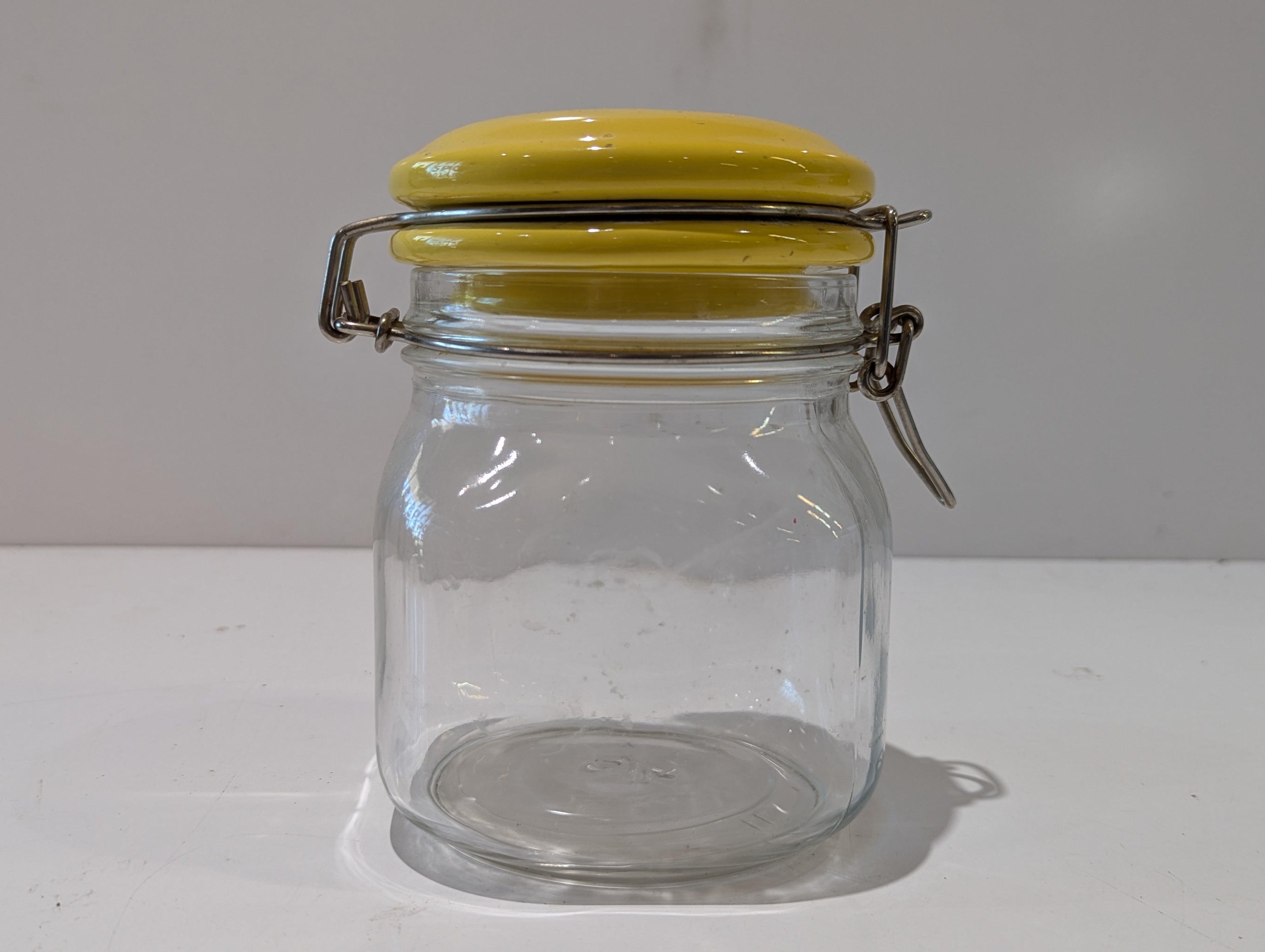 Glass Clamp Lid Storage Canister Jar Yellow Ceramic Lid Kitchen Pantry Container