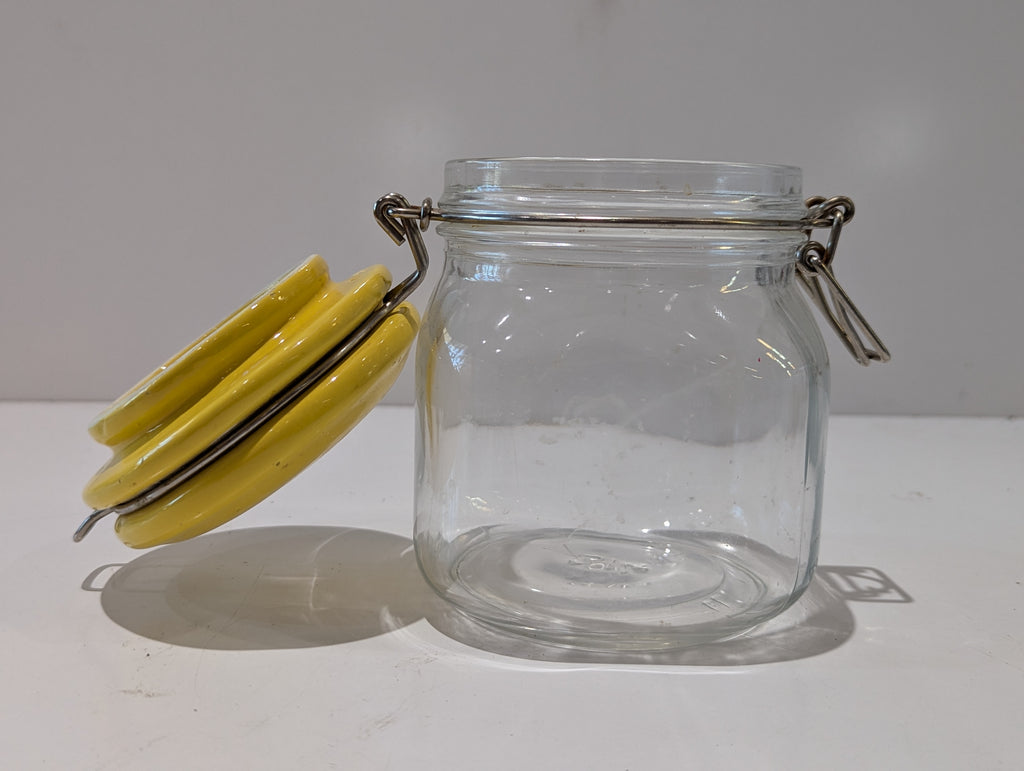 Glass Clamp Lid Storage Canister Jar Yellow Ceramic Lid Kitchen Pantry Container