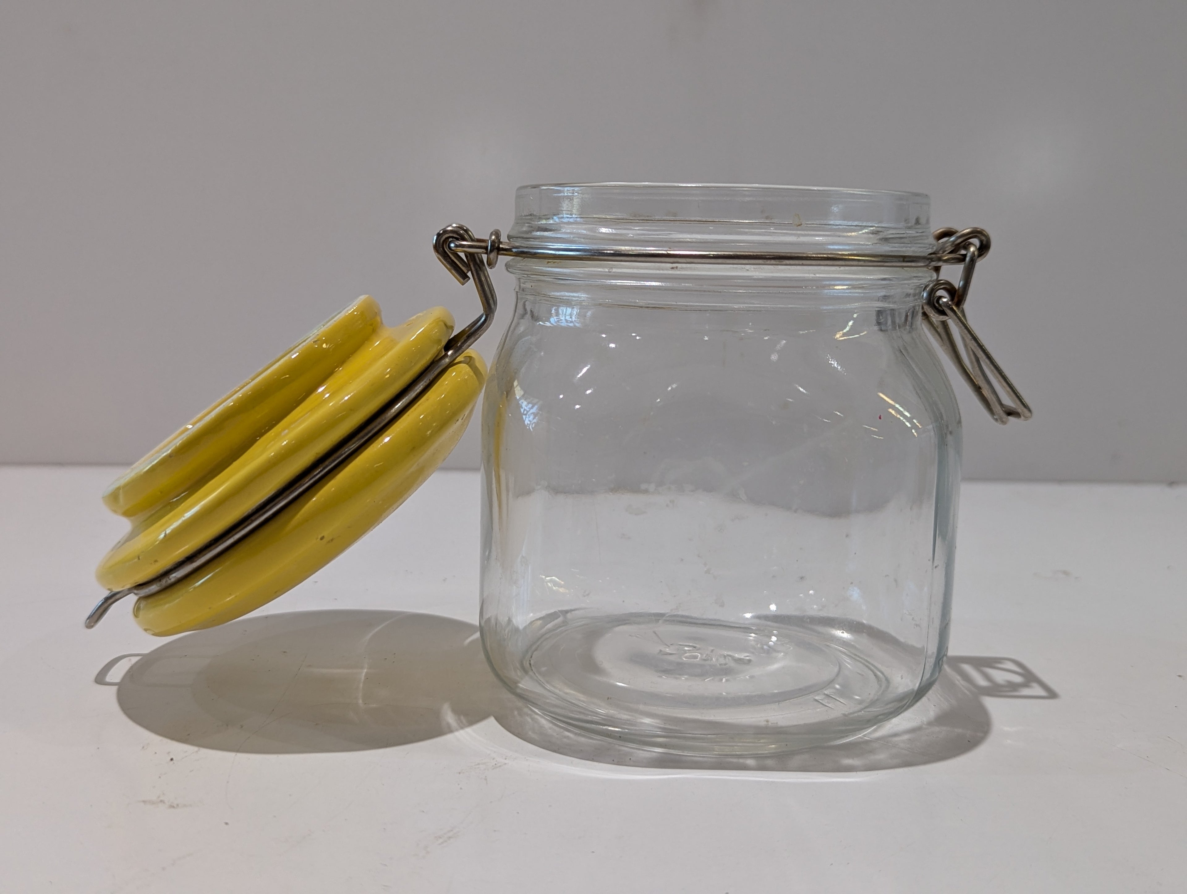 Glass Clamp Lid Storage Canister Jar Yellow Ceramic Lid Kitchen Pantry Container