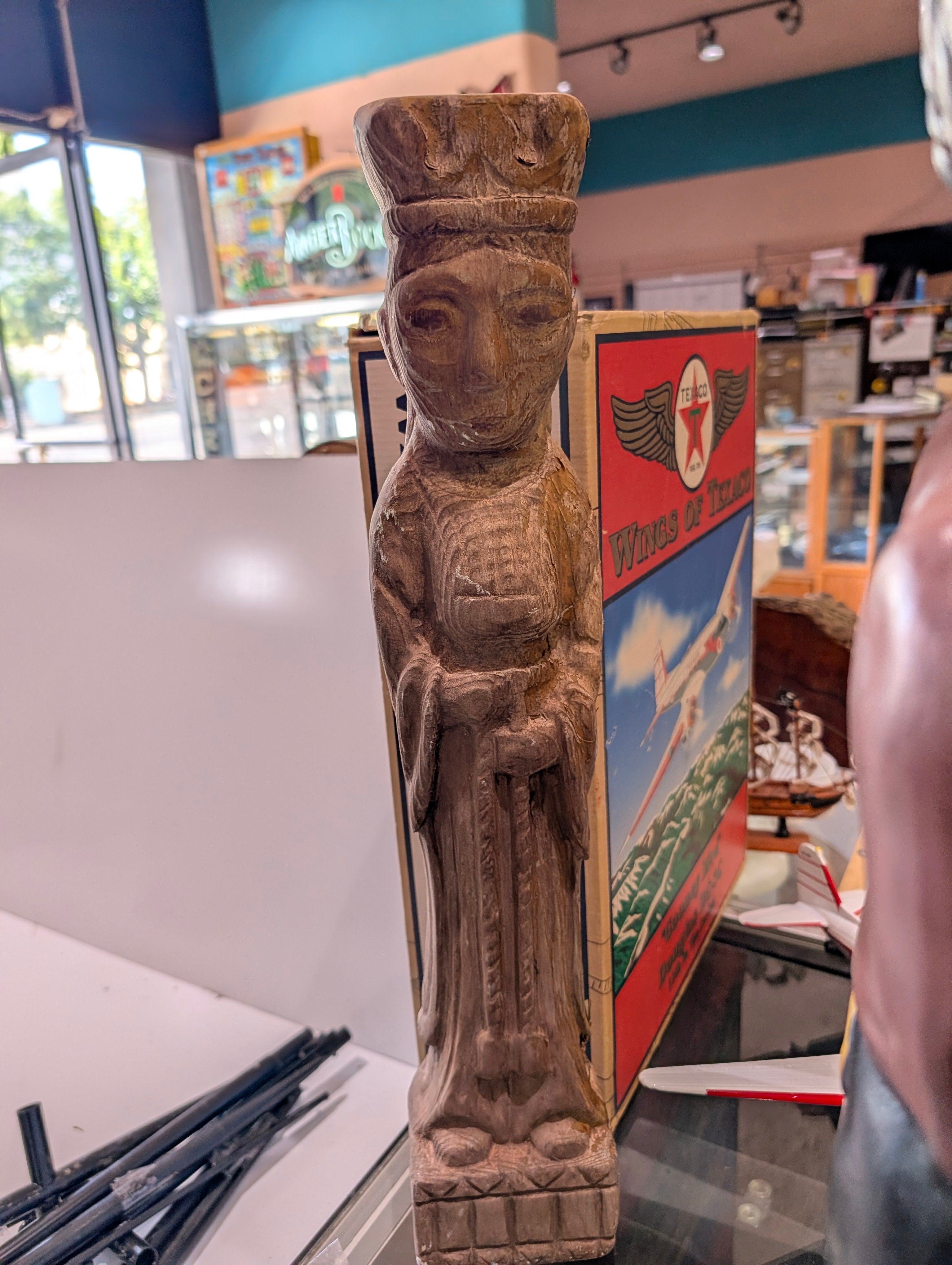 Hand Carved Tribal Wooden Figure Statue Folk Art Primitive Decorative Sculpture