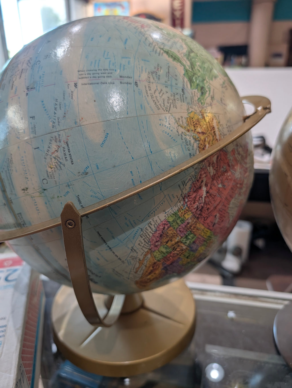 Vintage Replogle World Nation Series 12 Inch Desktop World Globe Metal Meridian