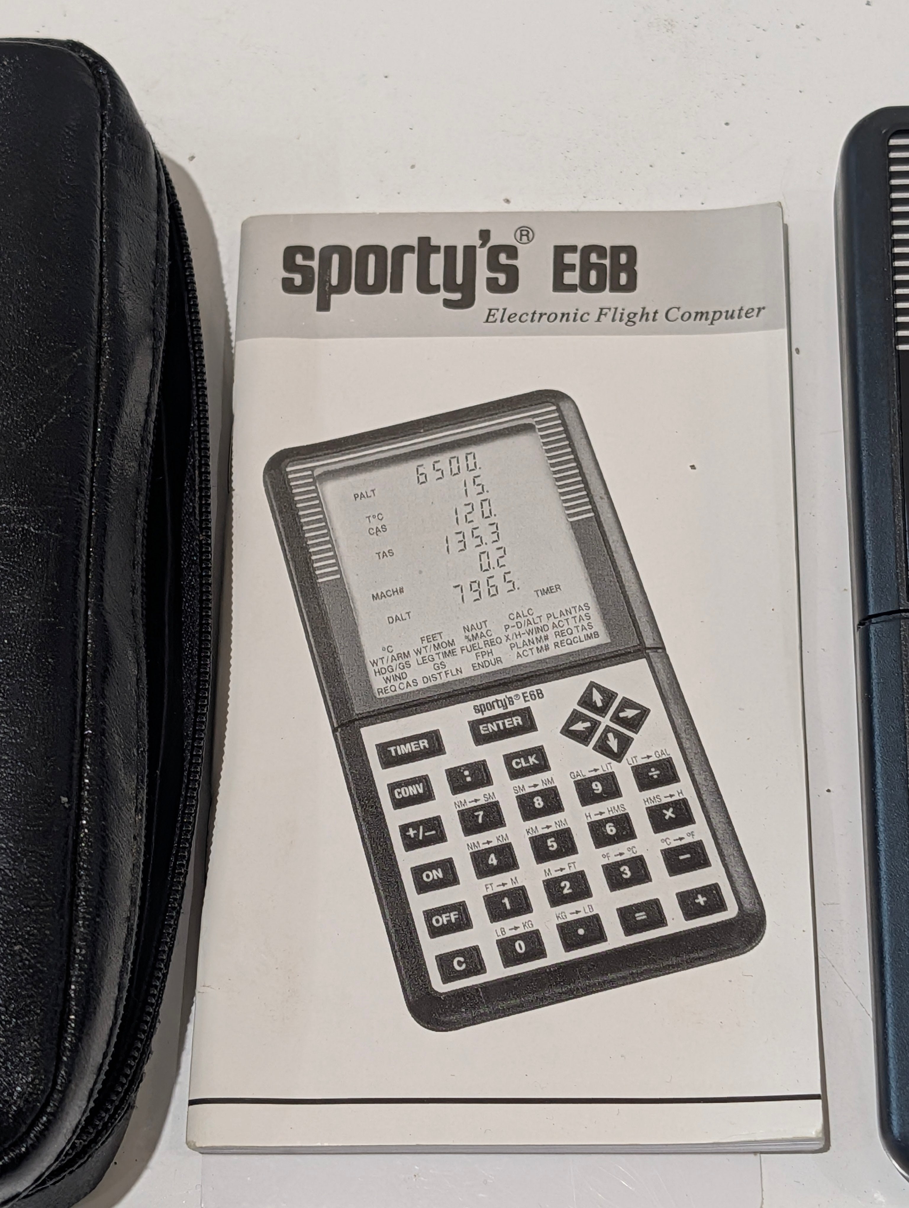 Sporty's E6B Electronic Flight Computer Aviation Pilot Calculator With Case Manual