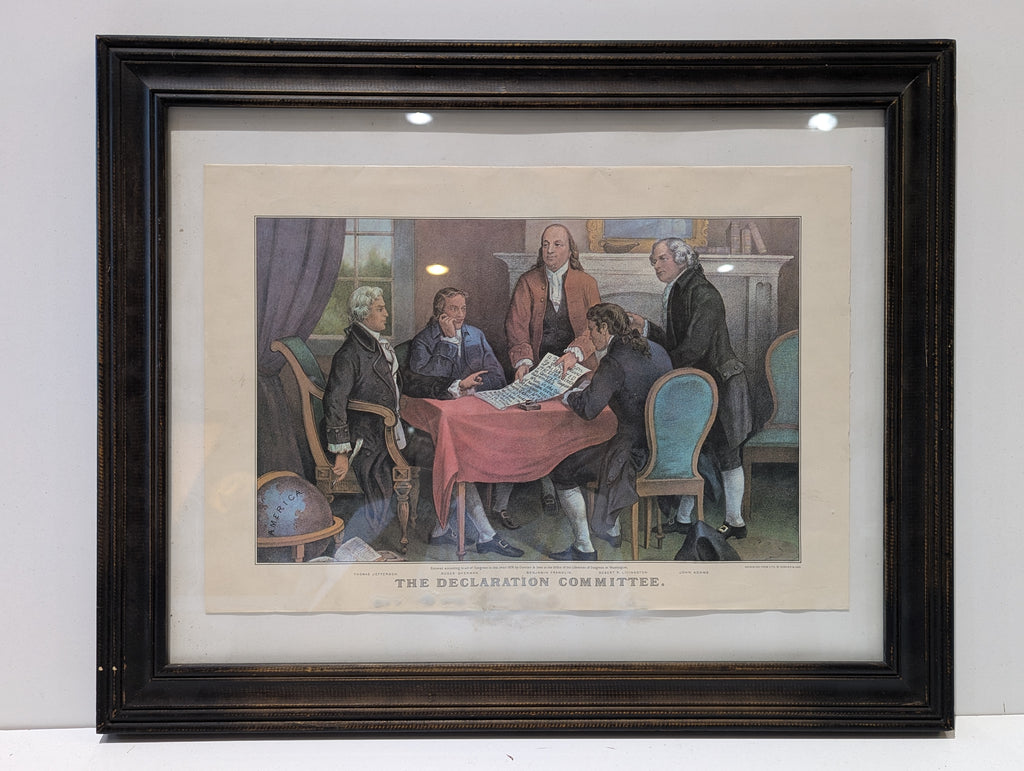Vintage Currier & Ives The Declaration Committee Framed Historical Print Wall Art