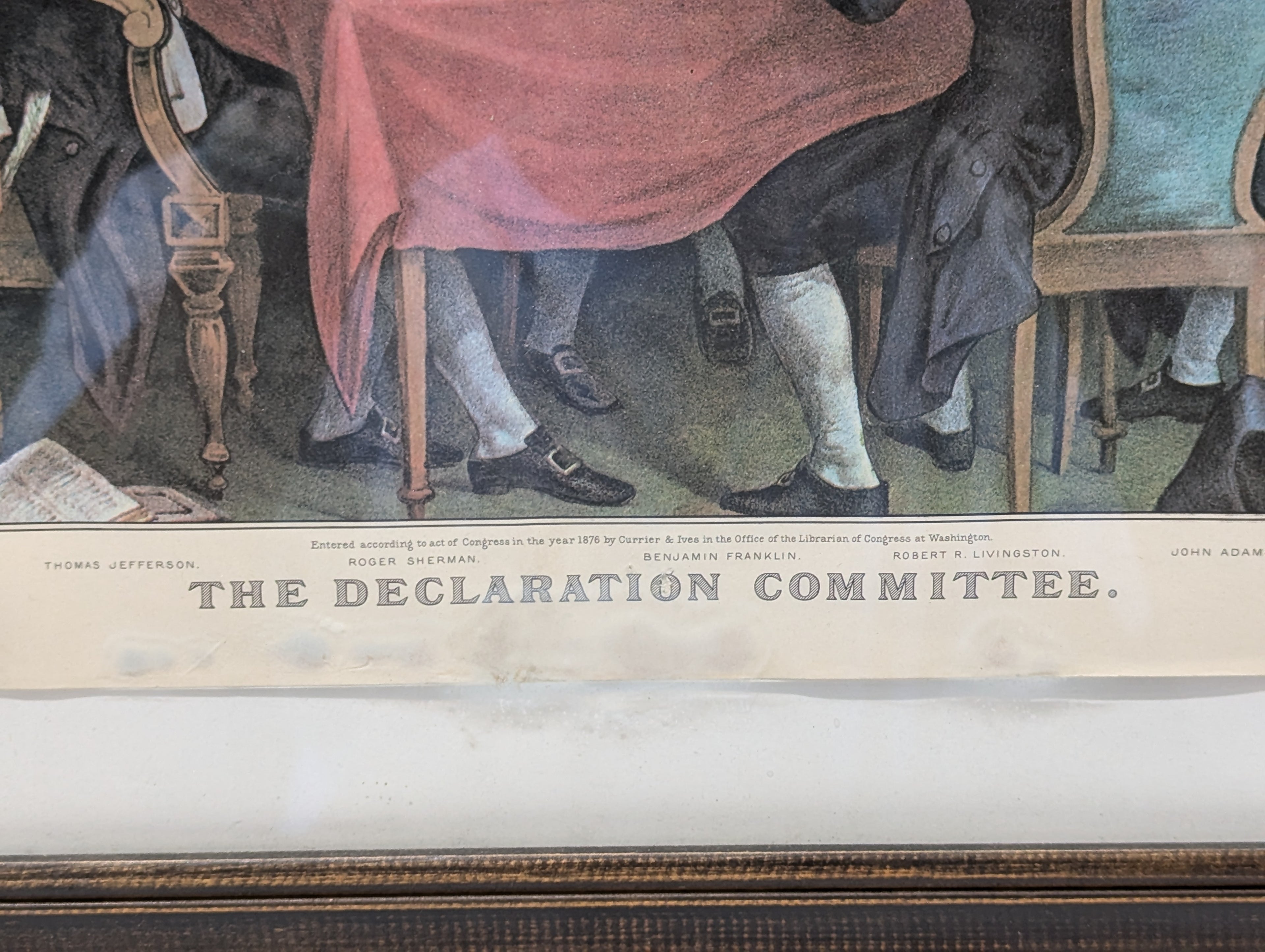 Vintage Currier & Ives The Declaration Committee Framed Historical Print Wall Art